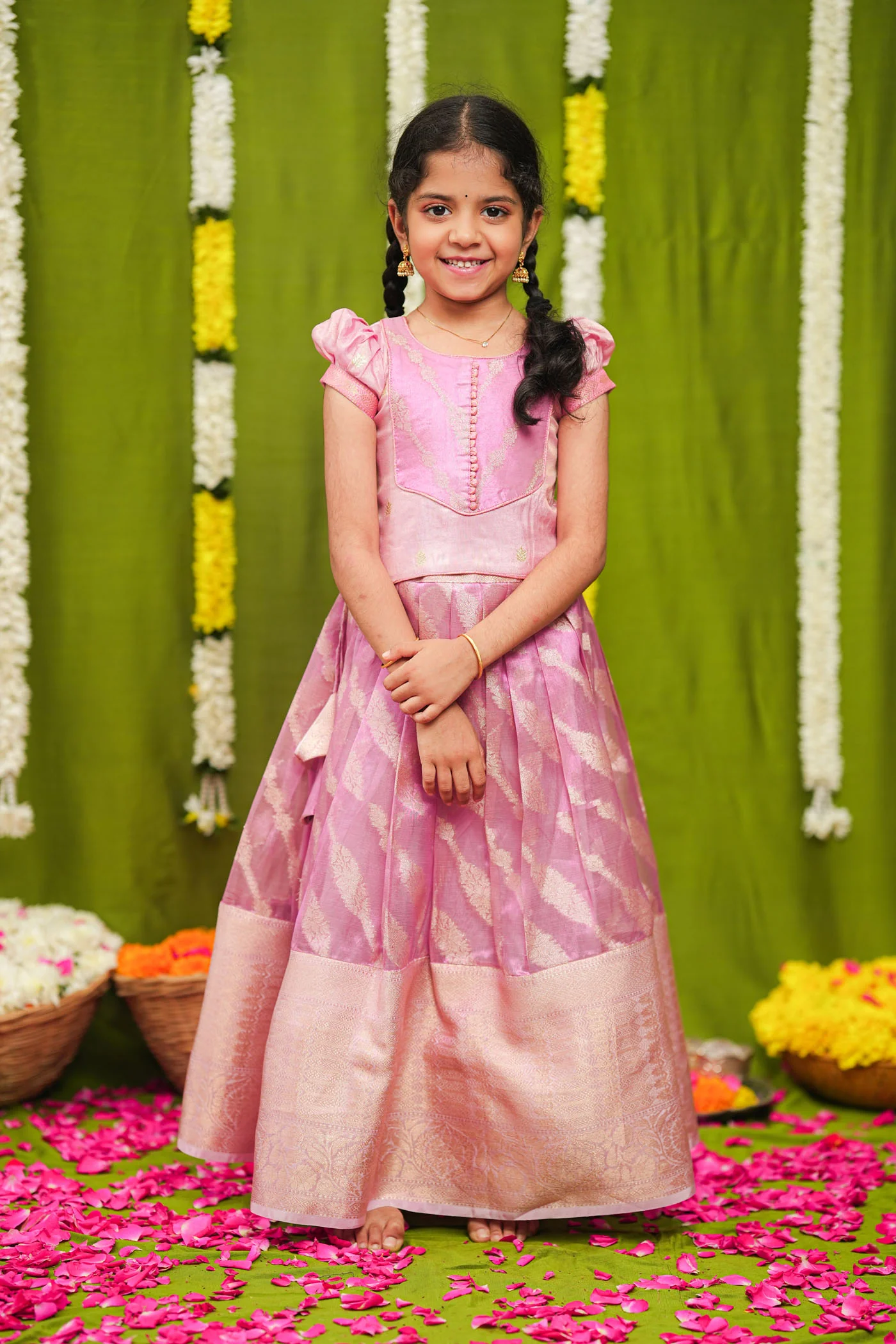 Aalaya Pink Banarasi Mom & Me Set - Image 2