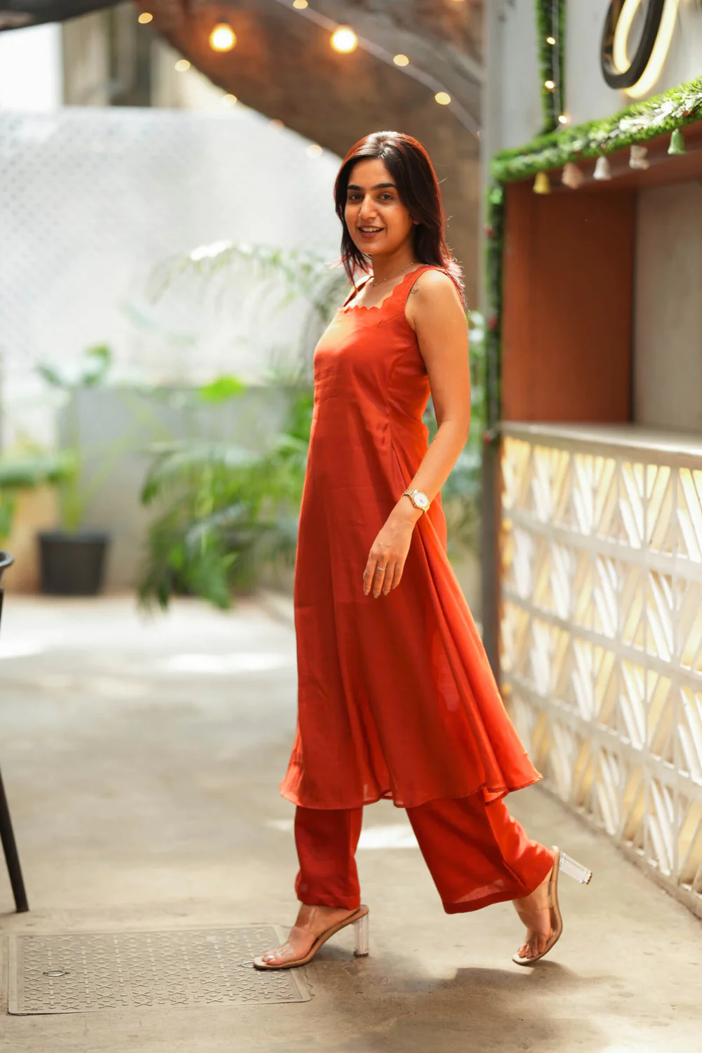 Aarna Rust Orange Kurta Set (Set of 2) - Image 4