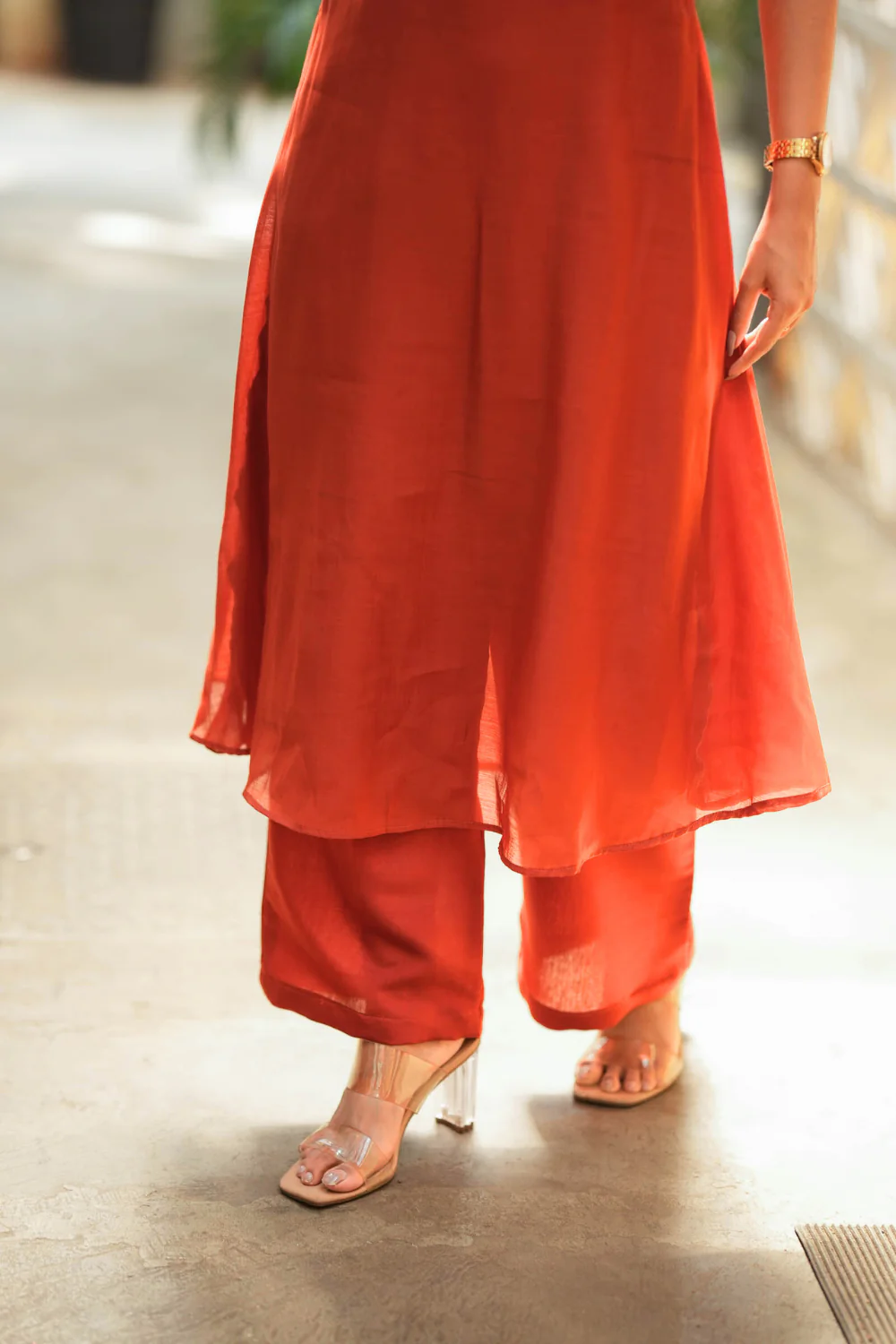 Aarna Rust Orange Kurta Set (Set of 2) - Image 5