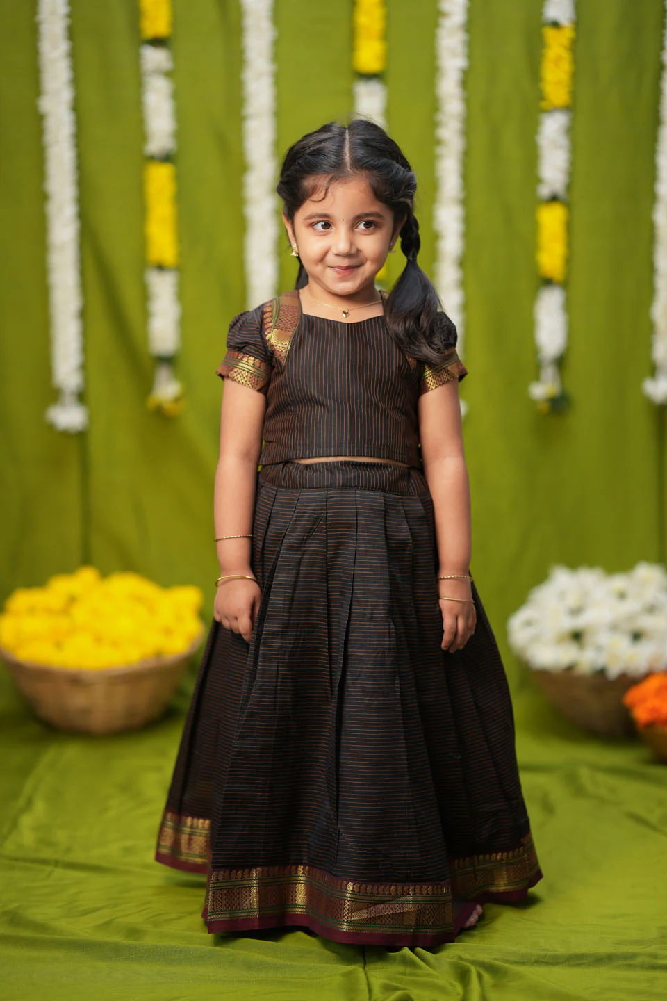 Abiradhi Black Handloom Top & Skirt Mini - Image 10