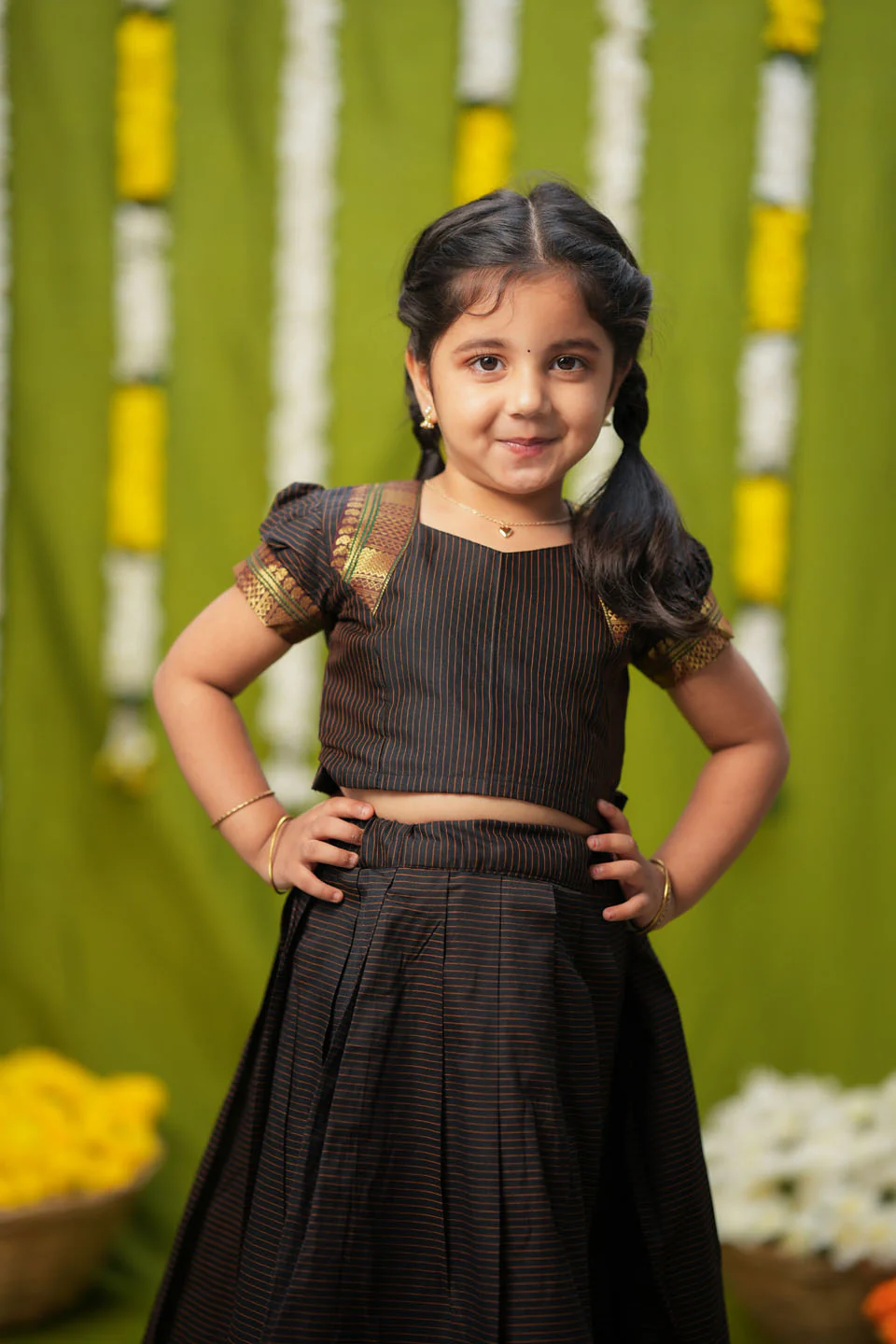 Abiradhi Black Handloom Top & Skirt Mini - Image 5