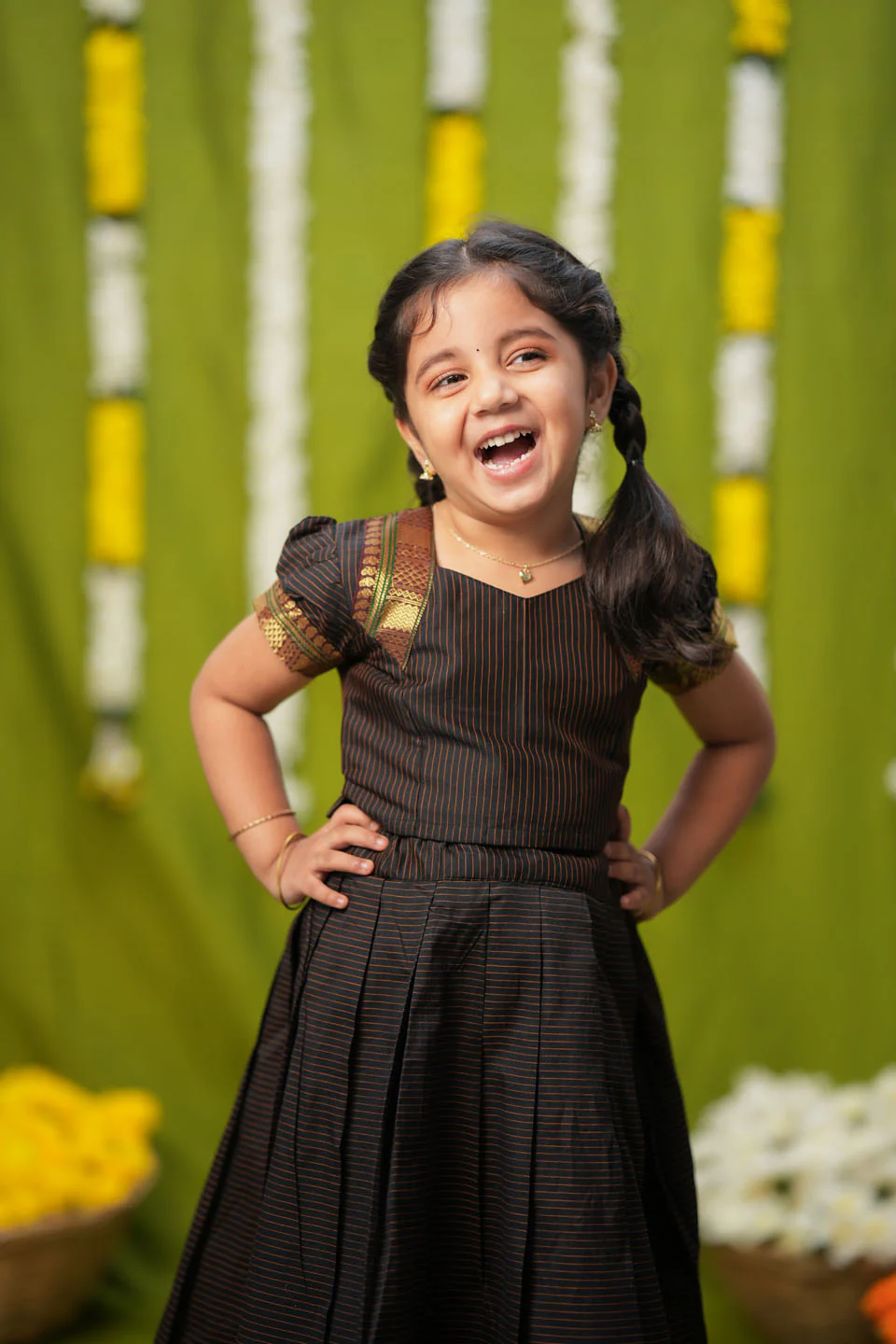 Abiradhi Black Handloom Top & Skirt Mini - Image 7