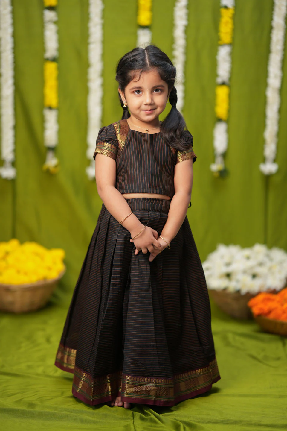 Abiradhi Black Handloom Top & Skirt Mini - Image 9