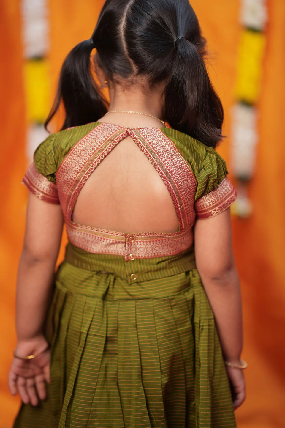 Abiradhi Green Handloom Top & Skirt Mini - Image 11