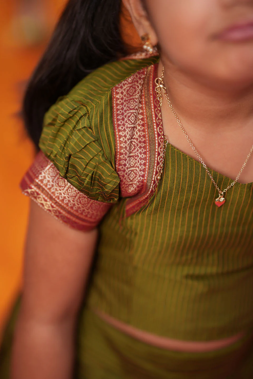 Abiradhi Green Handloom Top & Skirt Mini - Image 12