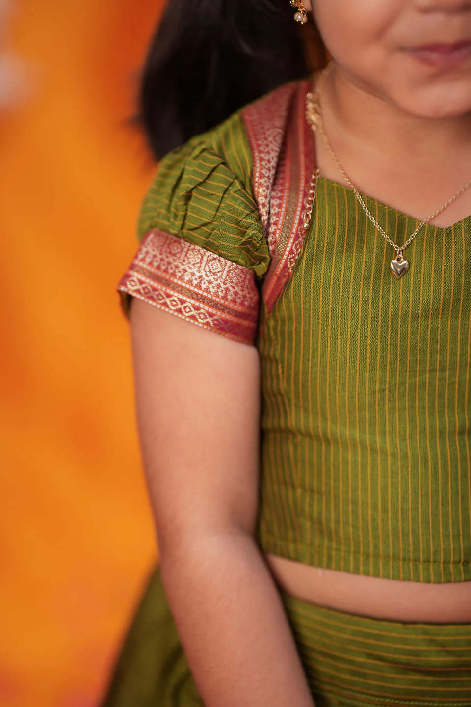 Abiradhi Green Handloom Top & Skirt Mini - Image 13