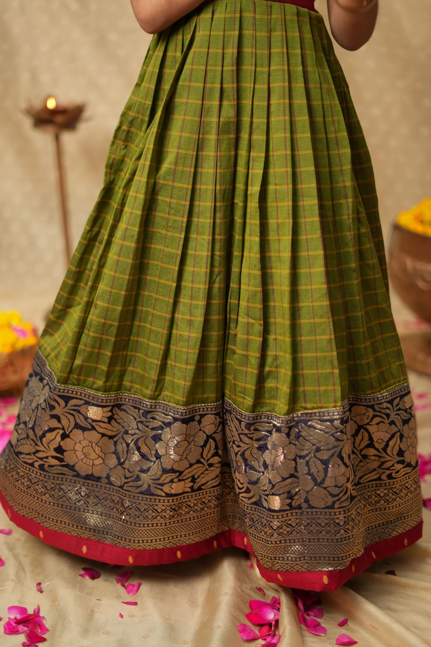 Aditi Green Checks Frock Mini - Image 10