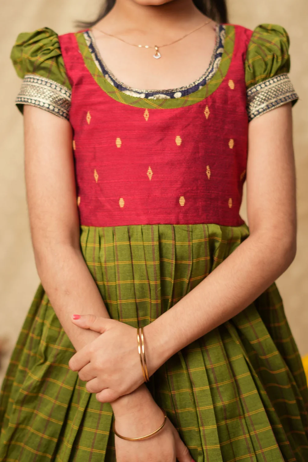 Aditi Green Checks Frock Mini - Image 9