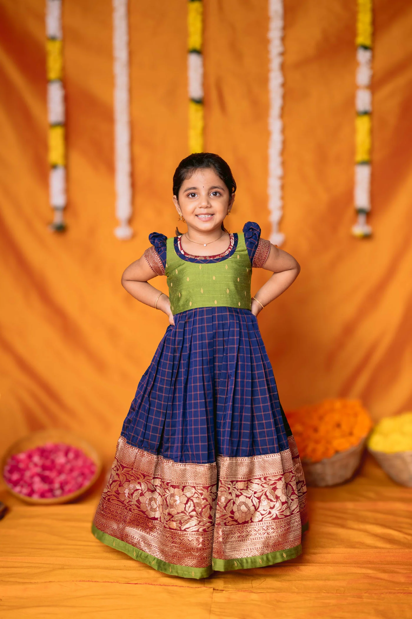 Aditi Navy Blue Checks Frock Mini - Image 3