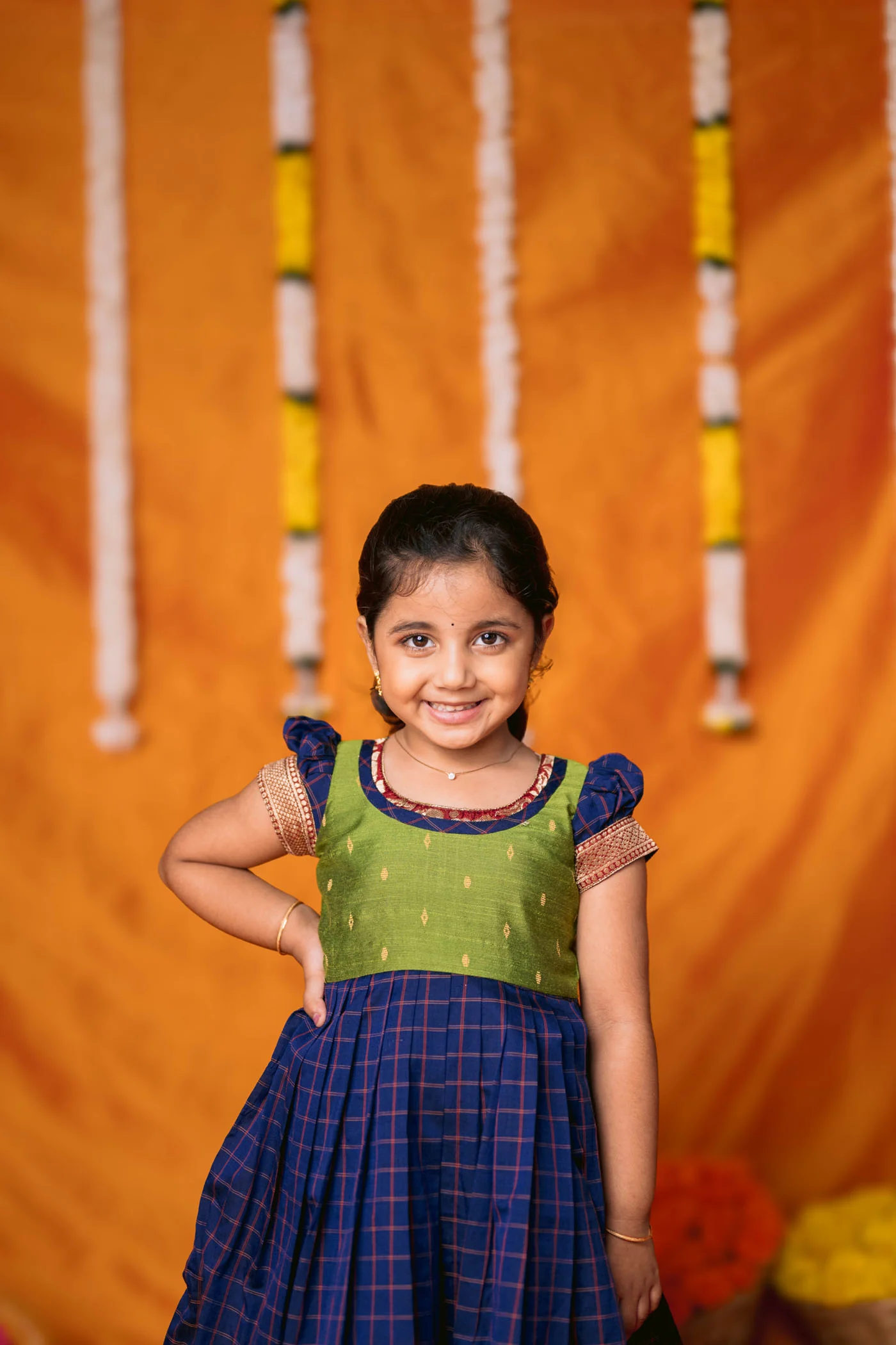 Aditi Navy Blue Checks Frock Mini - Image 4