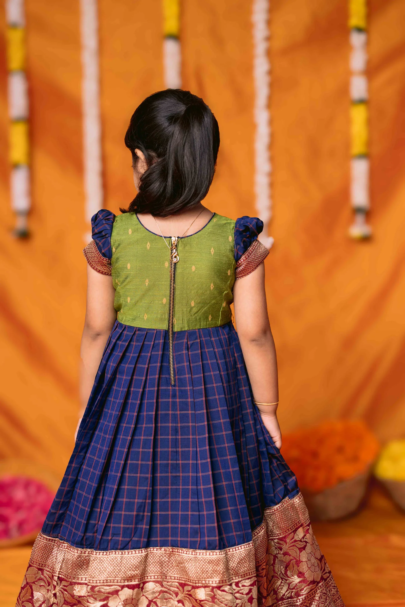 Aditi Navy Blue Checks Frock Mini - Image 5