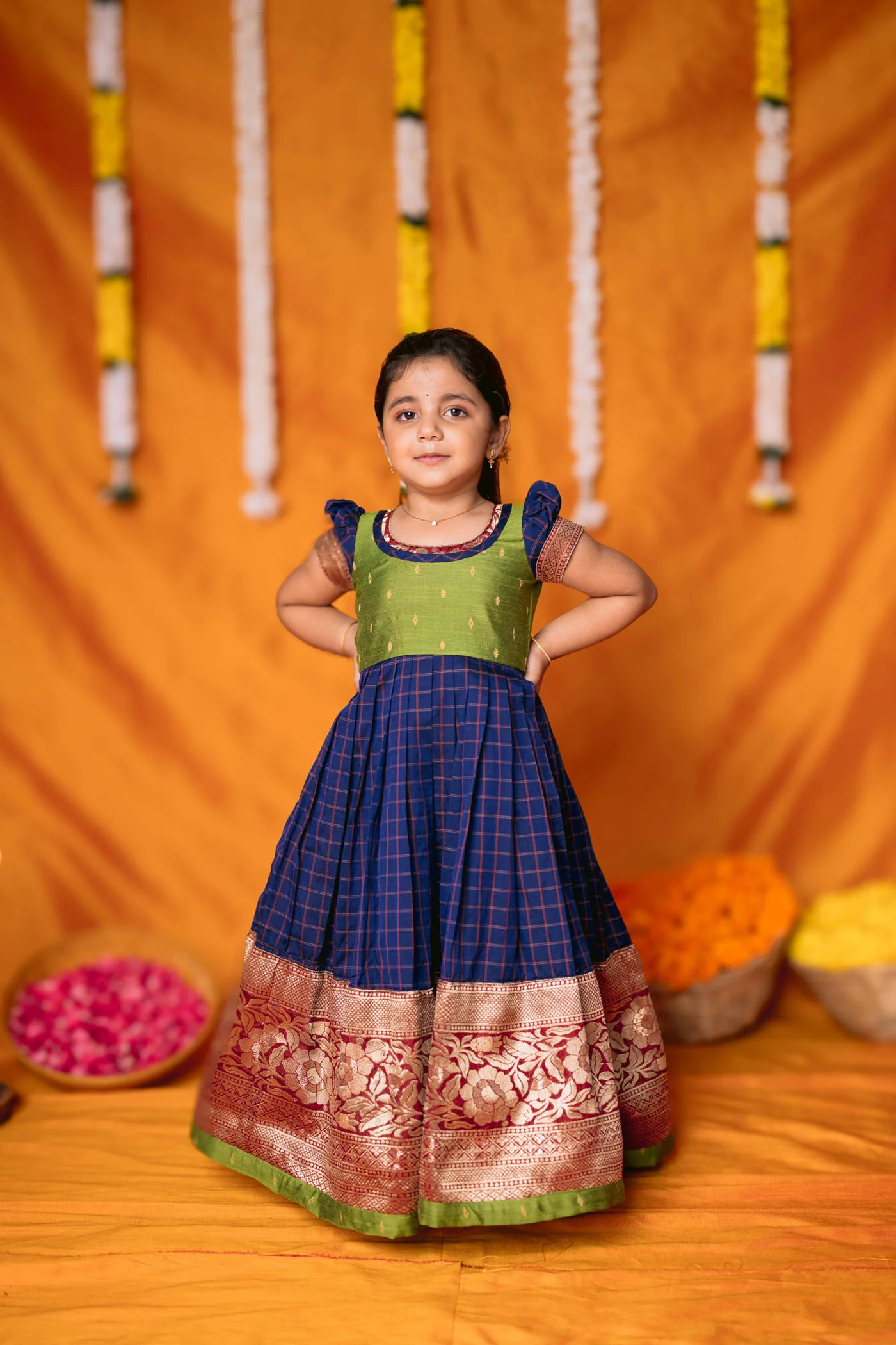 Aditi Navy Blue Checks Frock Mini - Image 6