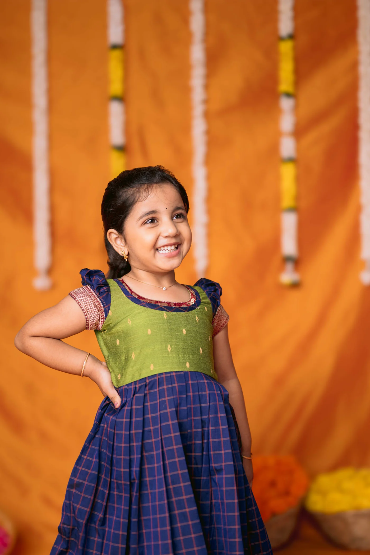 Aditi Navy Blue Checks Frock Mini - Image 8