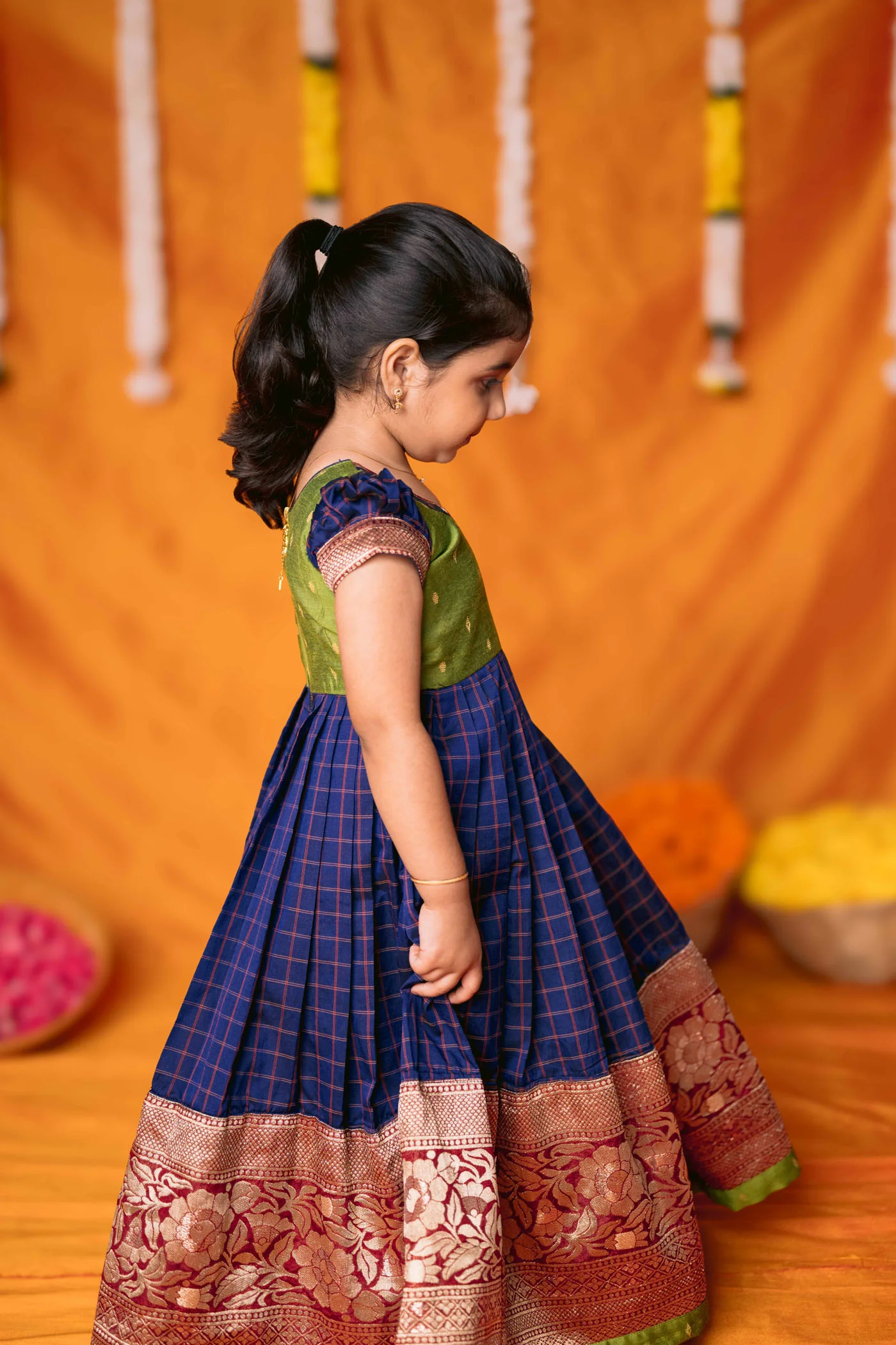 Aditi Navy Blue Checks Frock Mini - Image 9