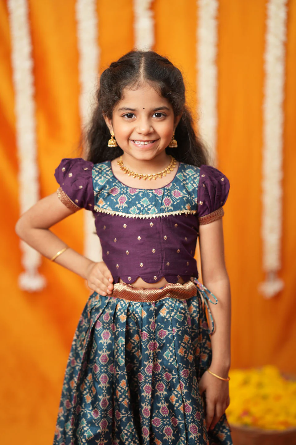 Agalvili Wine & Blue Lehenga Mini - Image 3