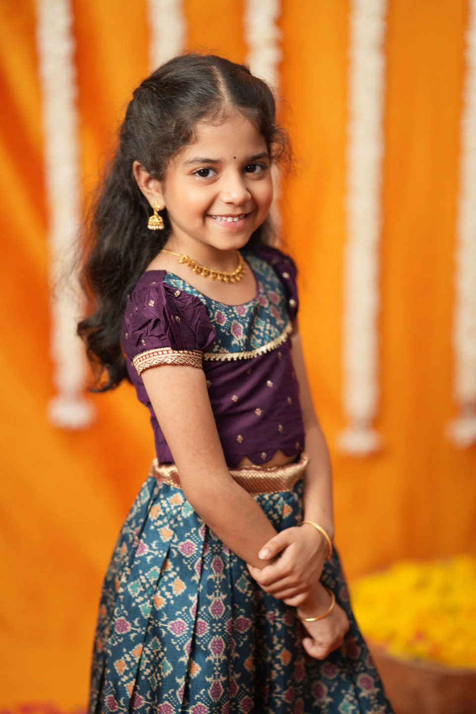 Agalvili Wine & Blue Lehenga Mini - Image 5