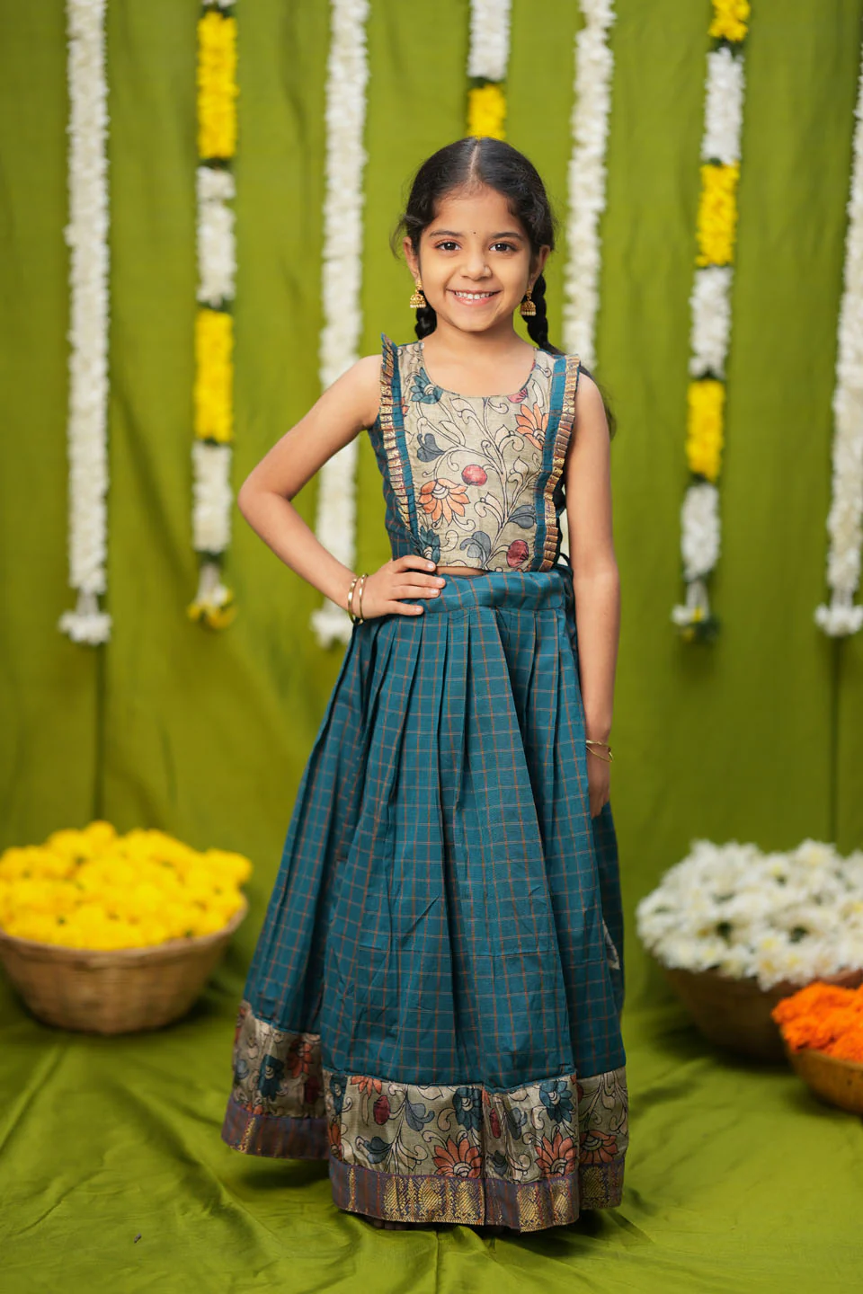Akshara Teal Blue Lehenga Mini - Image 3