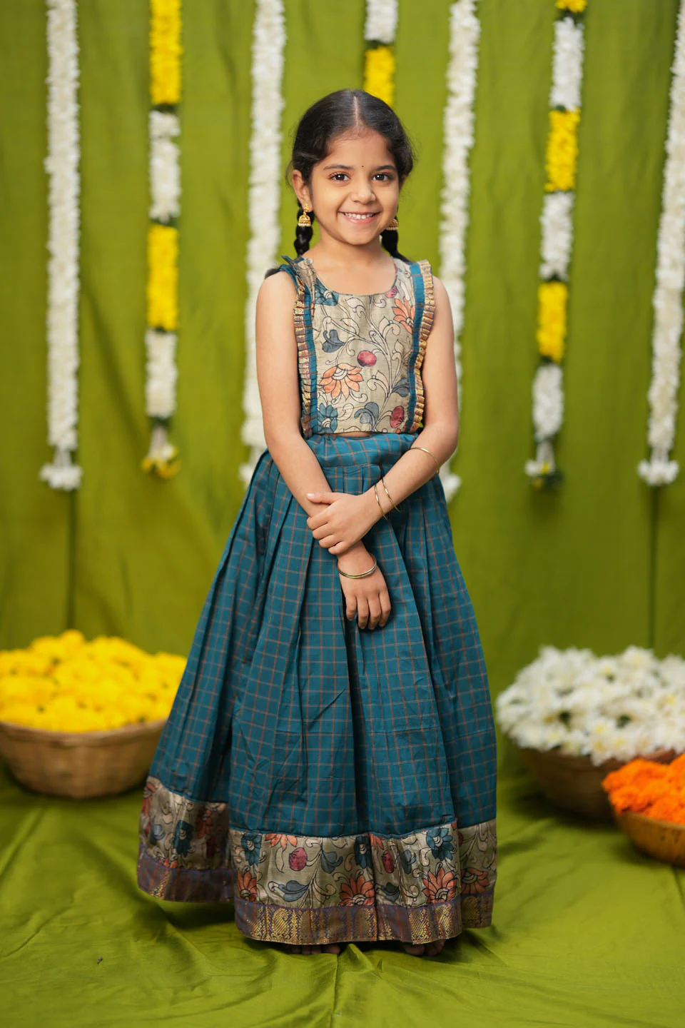 Akshara Teal Blue Lehenga Mini - Image 4