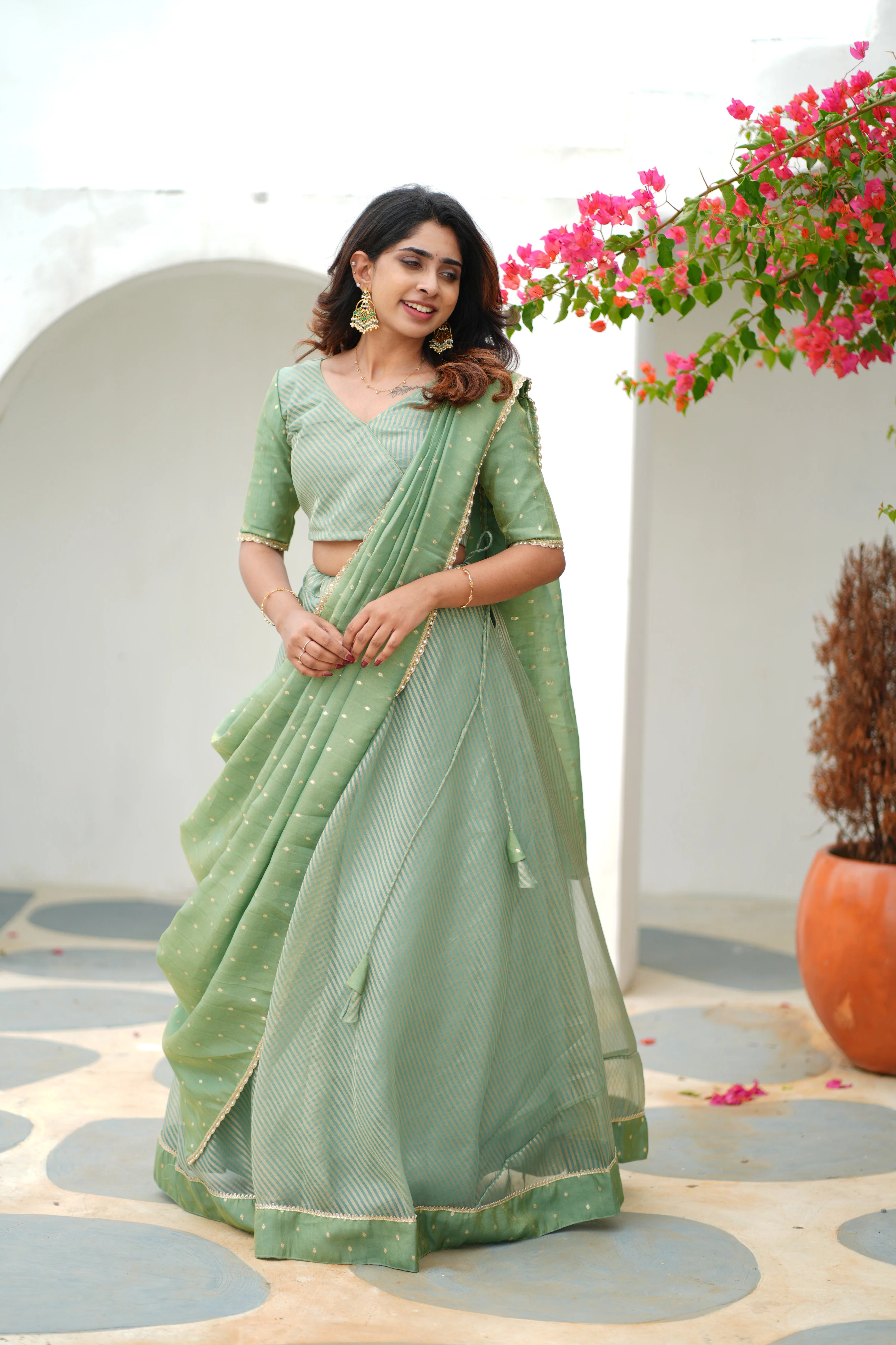 Anupama Mint Green Crop top & Skirt - Image 10
