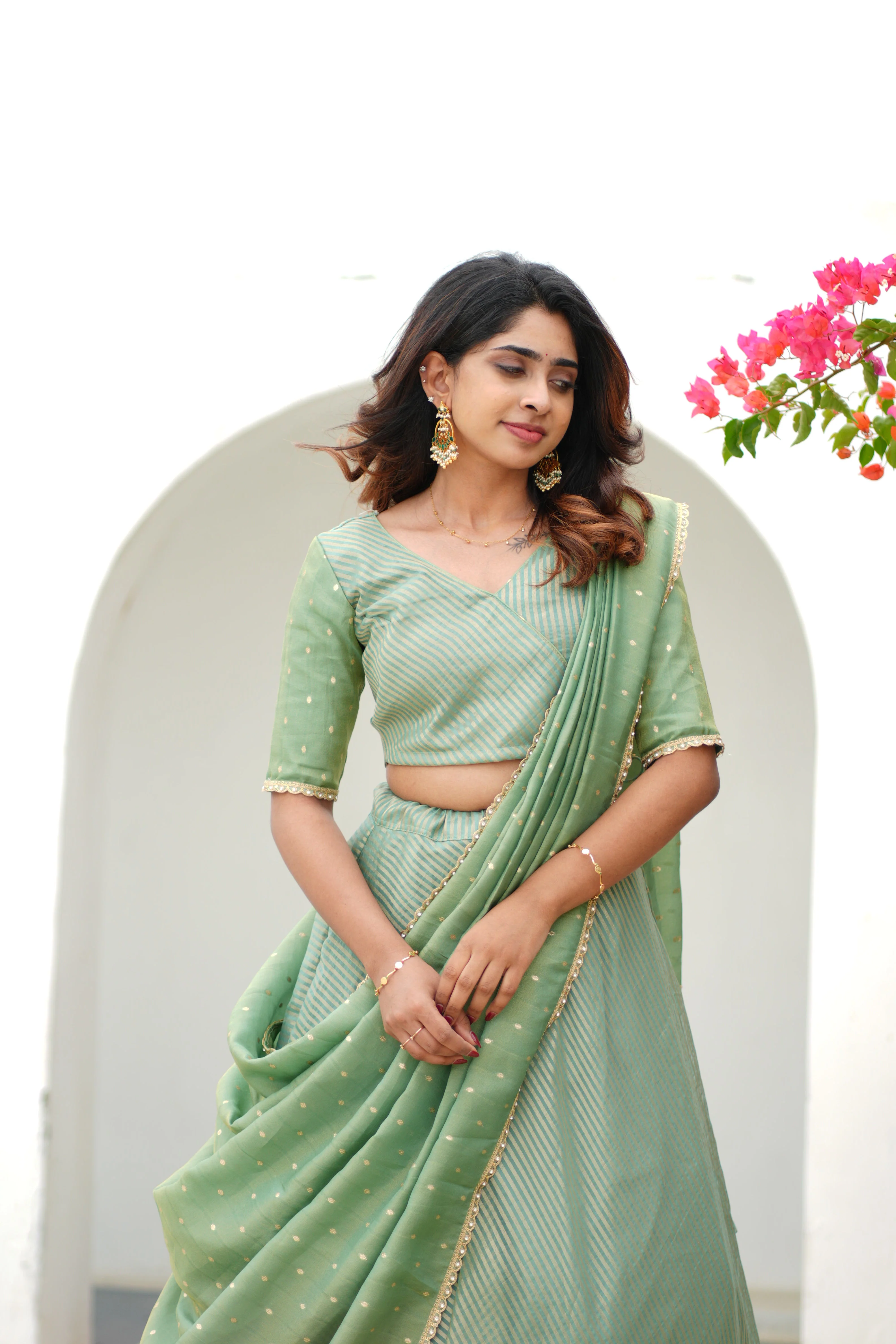 Anupama Mint Green Crop top & Skirt - Image 11