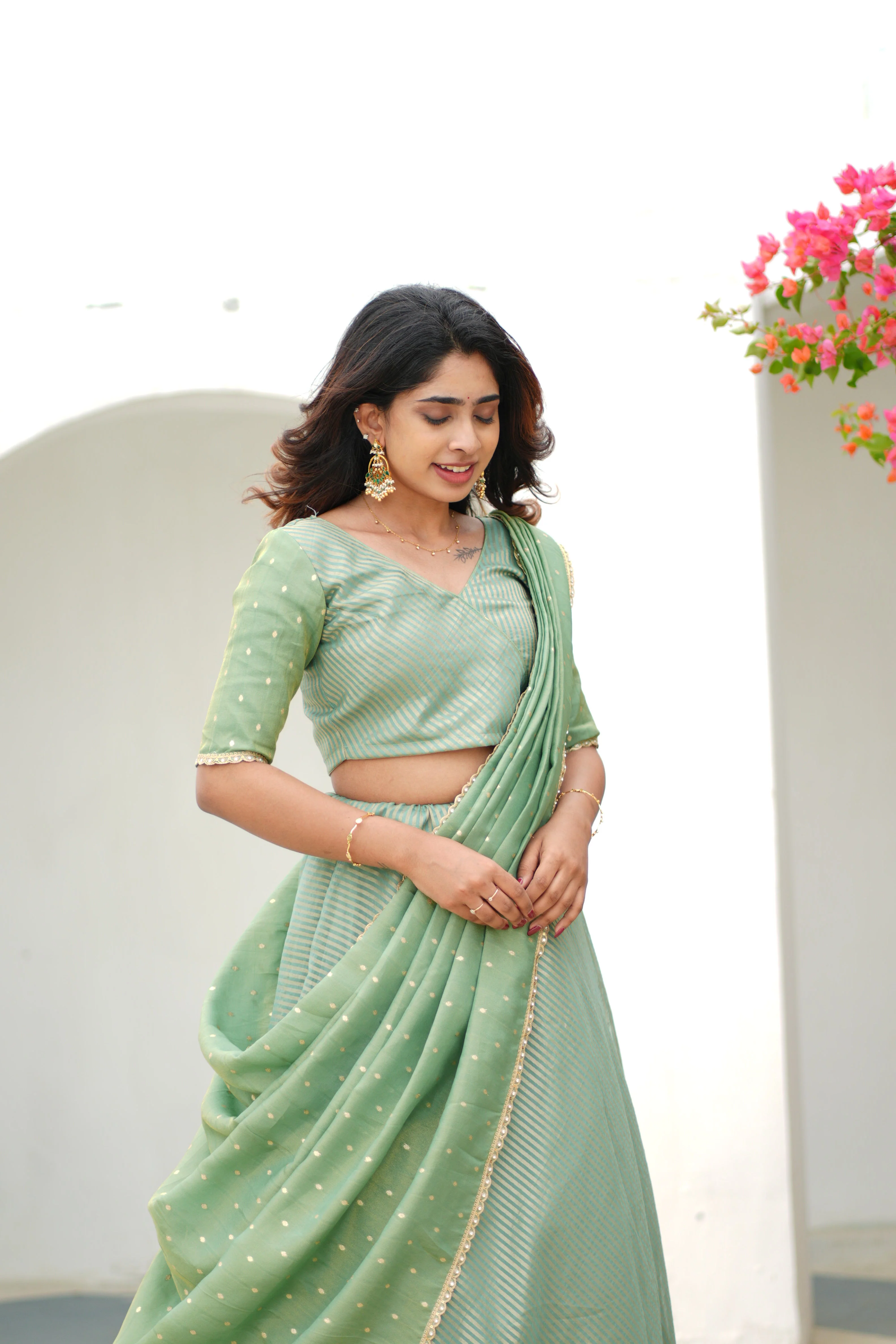 Anupama Mint Green Crop top & Skirt - Image 12