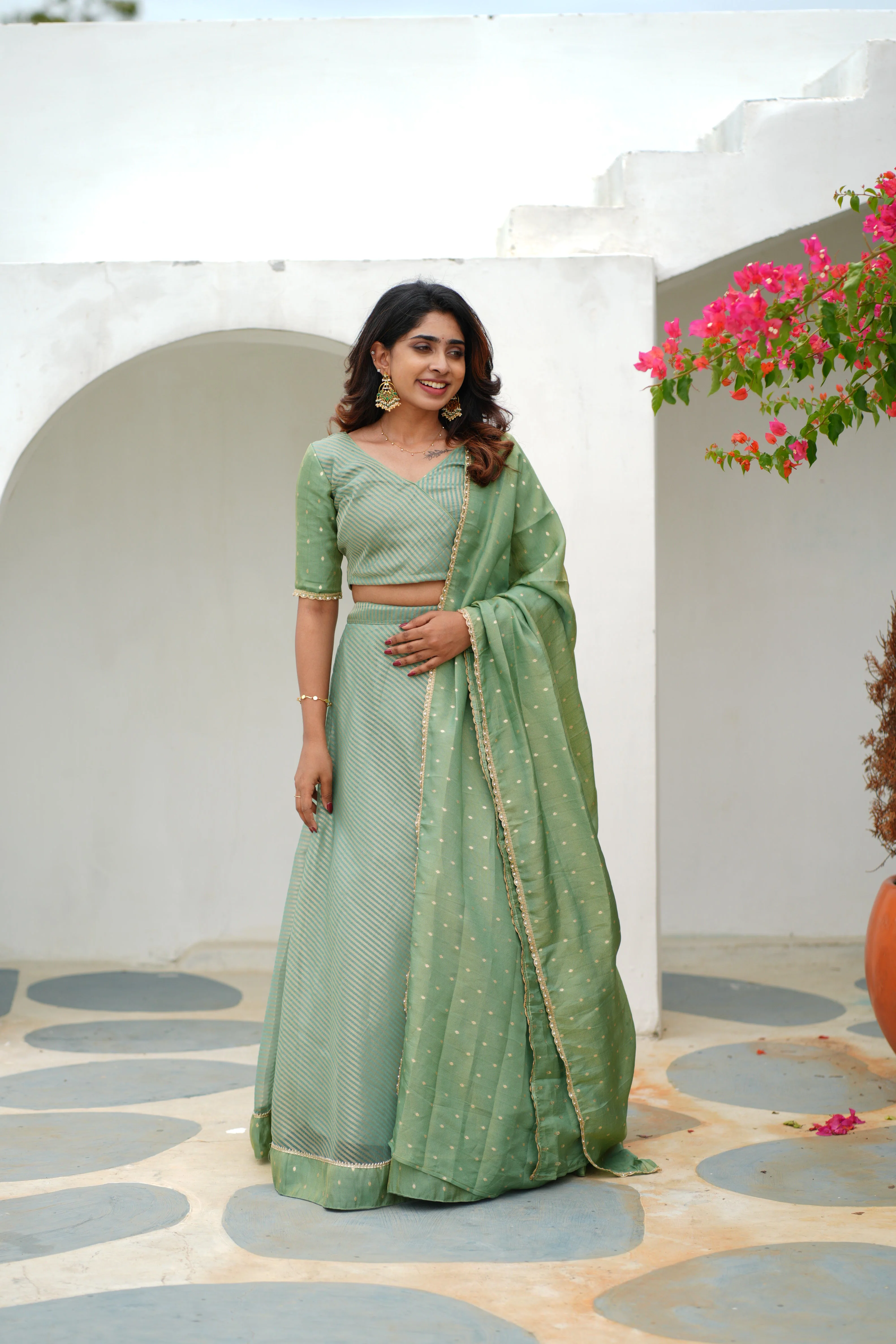 Anupama Mint Green Crop top & Skirt - Image 14