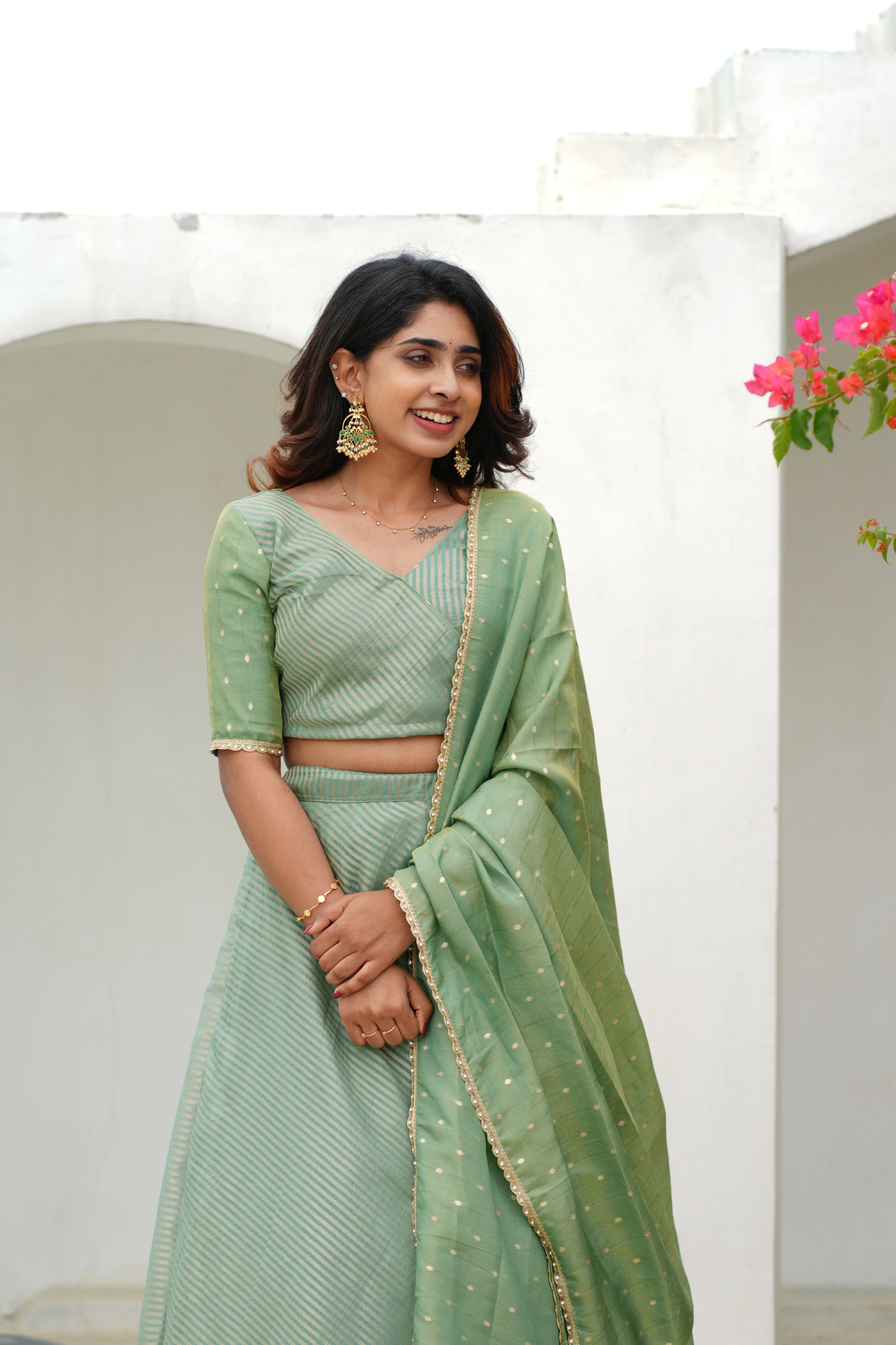 Anupama Mint Green Crop top & Skirt - Image 19