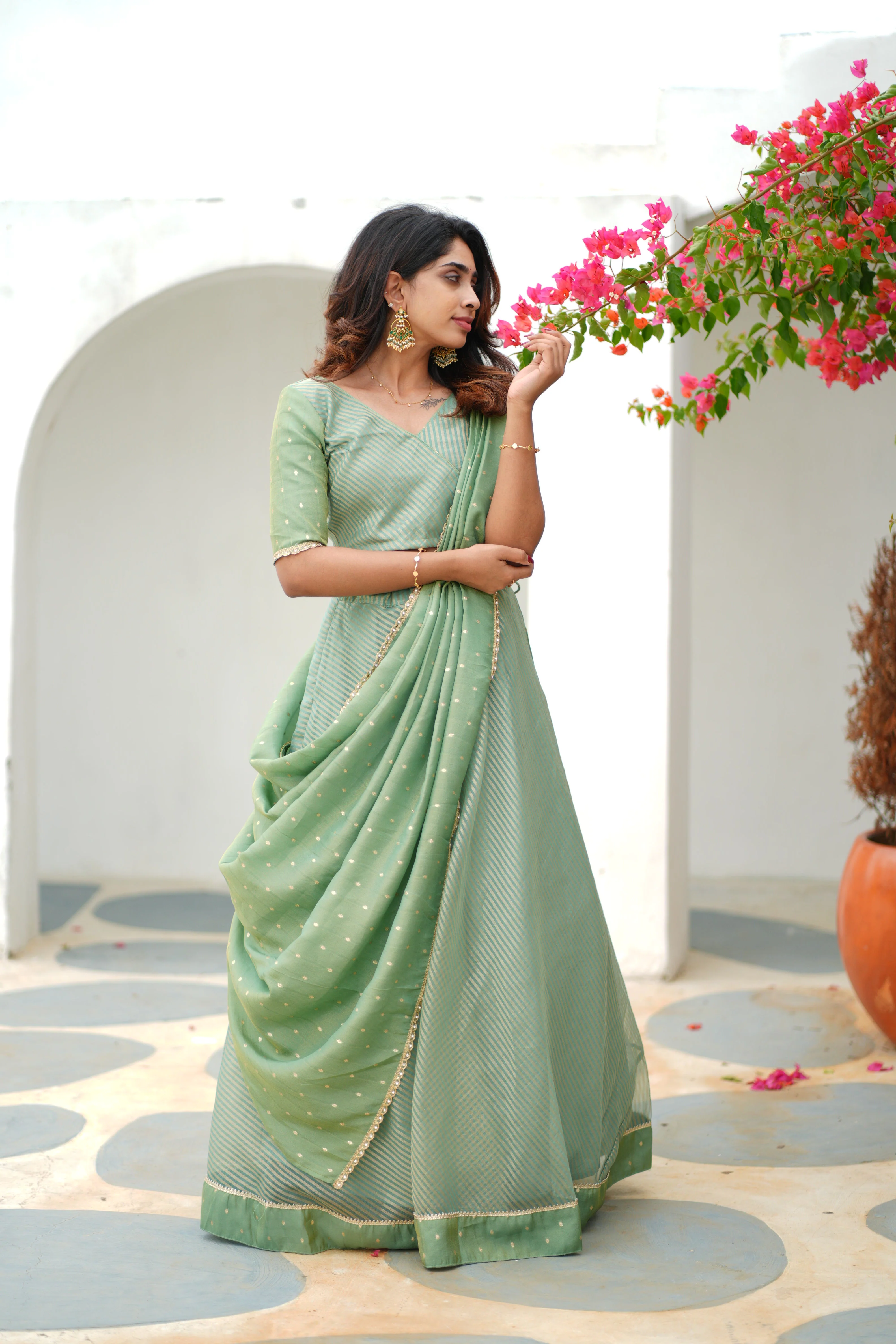 Anupama Mint Green Crop top & Skirt - Image 22