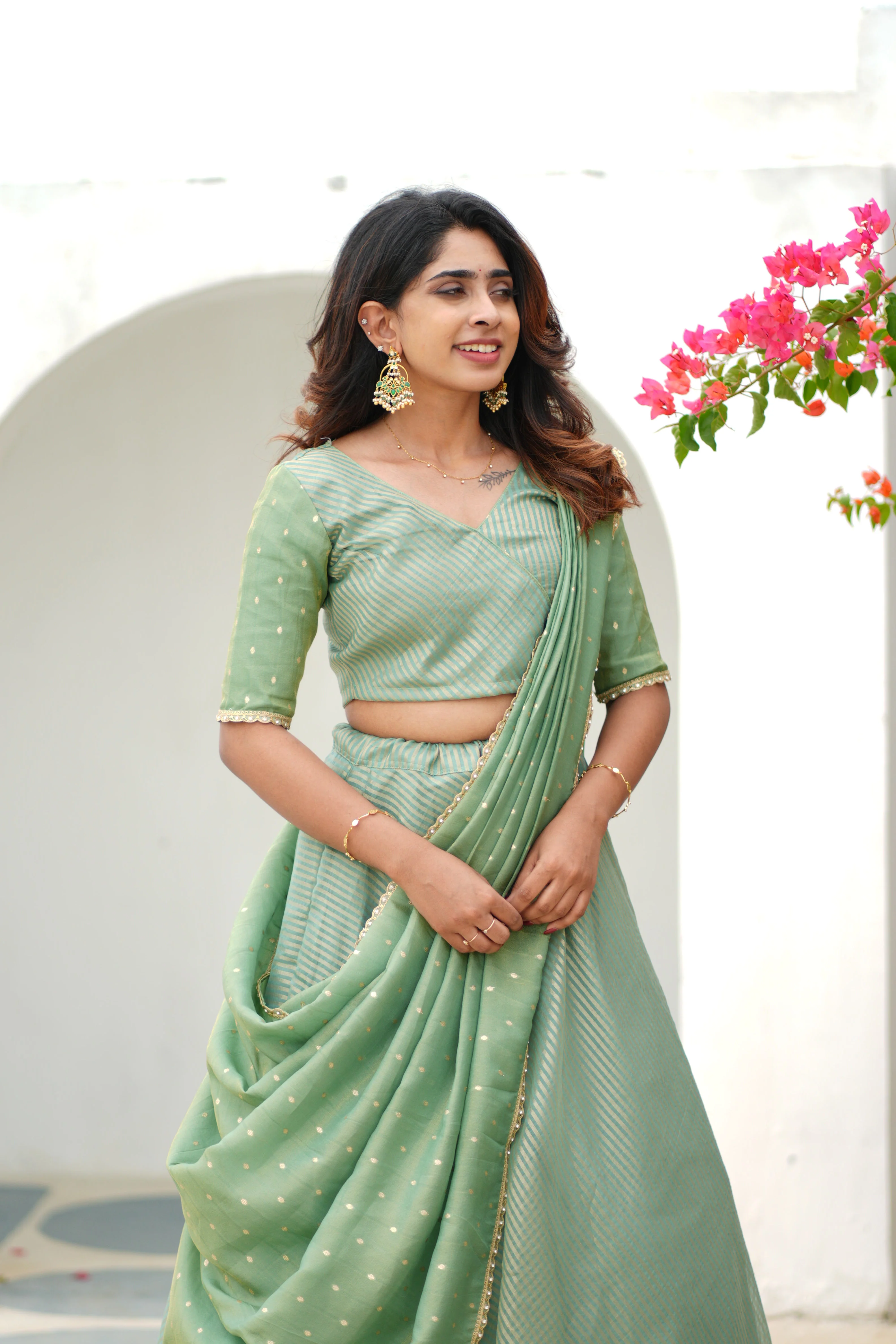 Anupama Mint Green Crop top & Skirt - Image 23