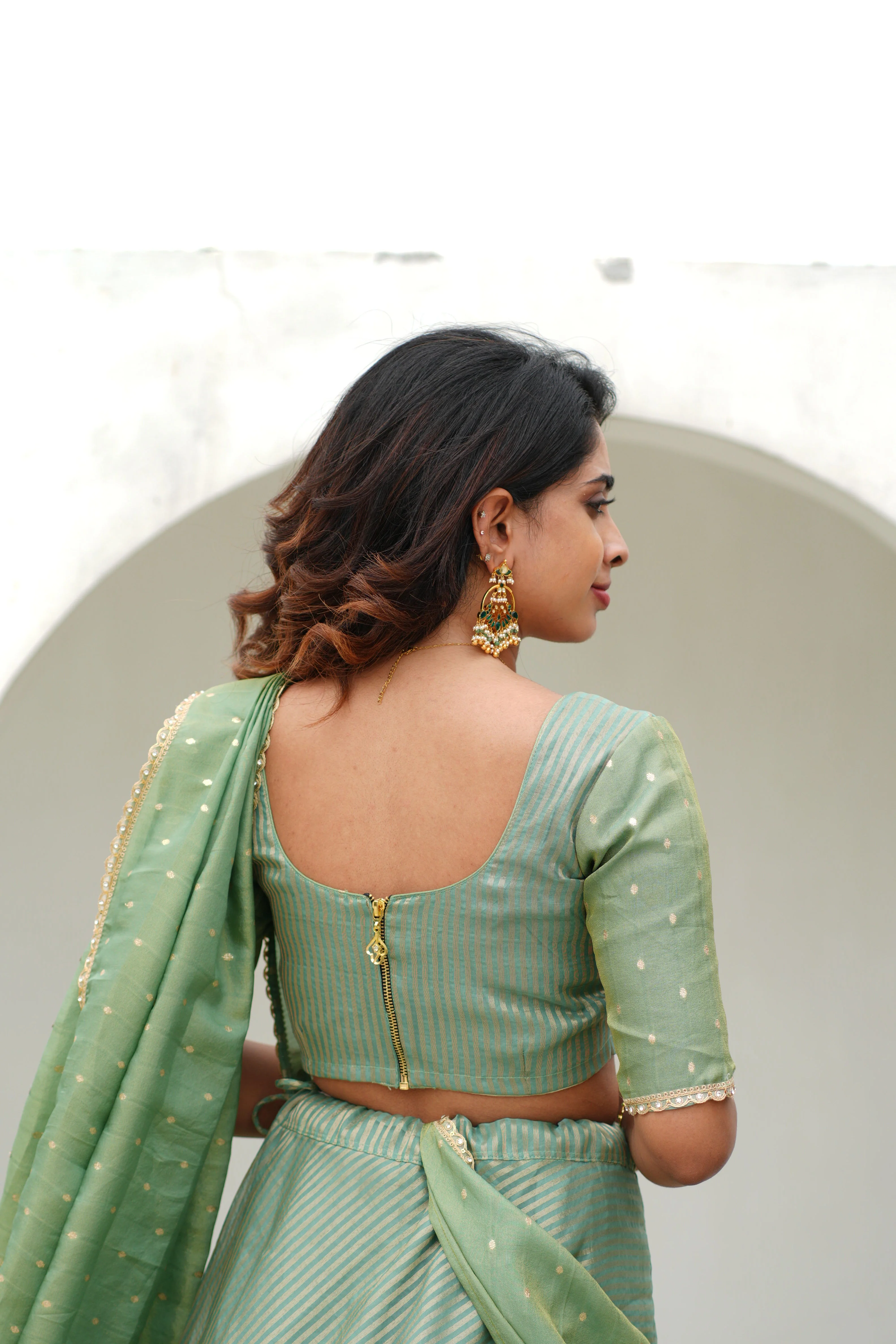 Anupama Mint Green Crop top & Skirt - Image 27