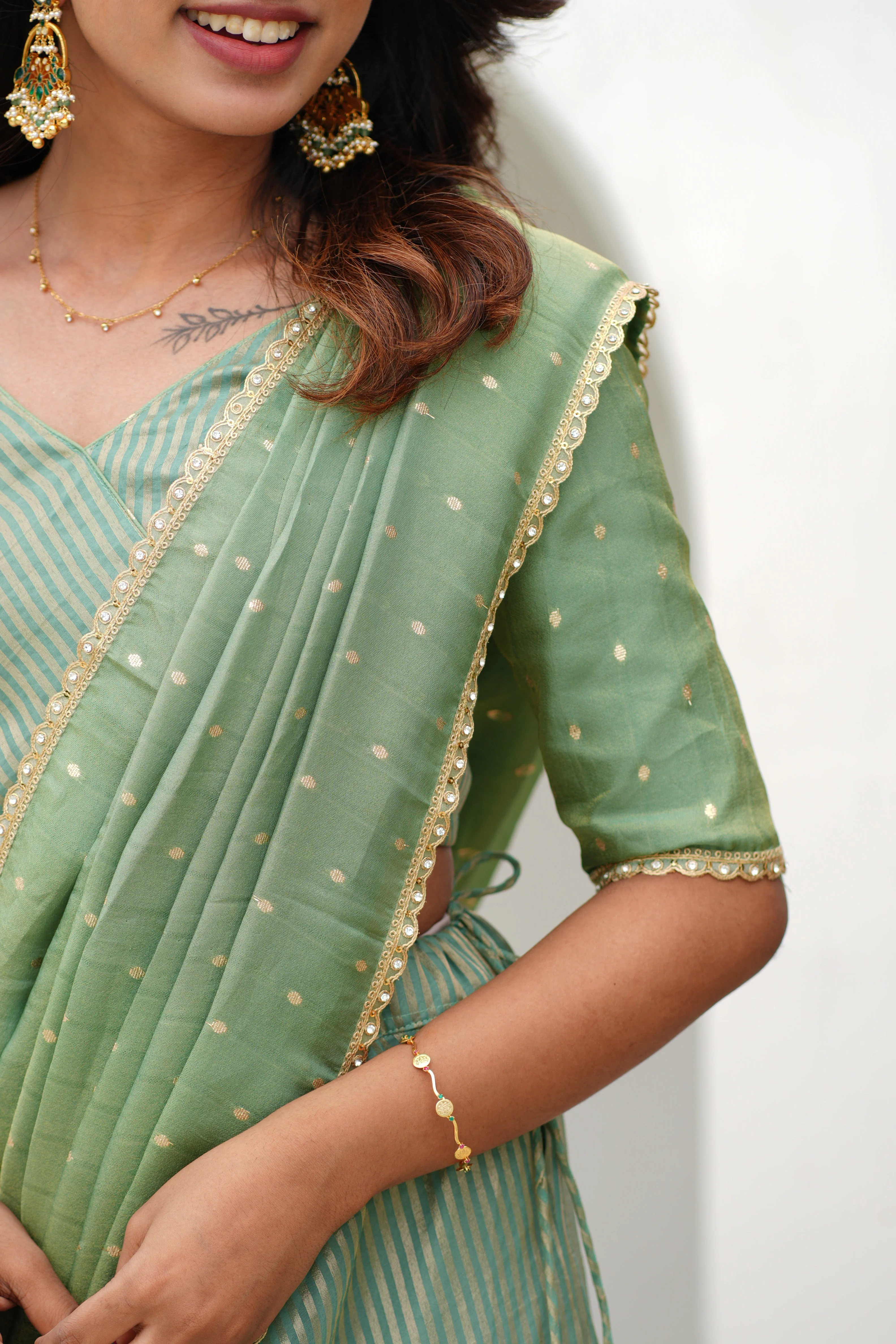 Anupama Mint Green Crop top & Skirt - Image 29