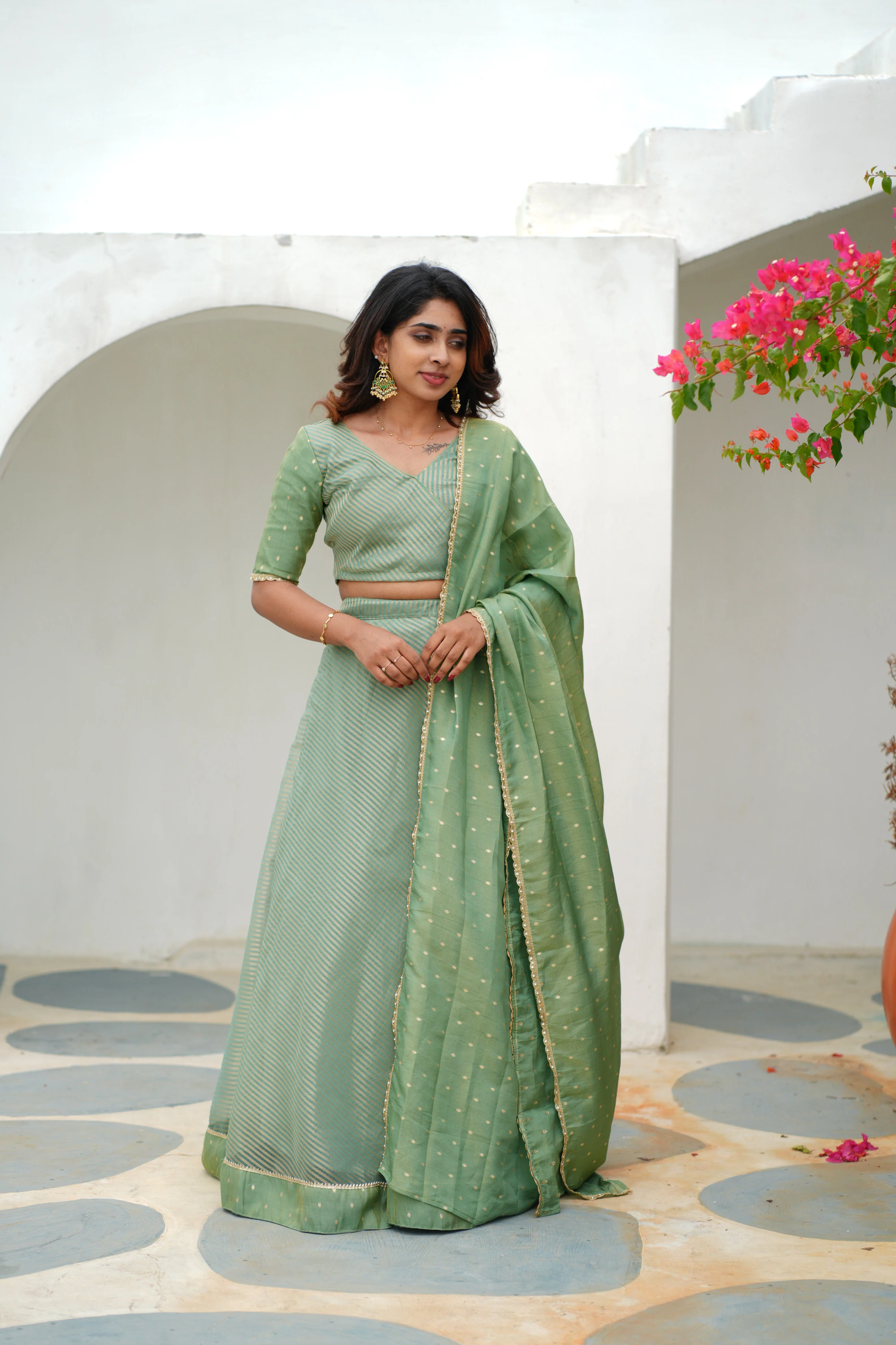 Anupama Mint Green Crop top & Skirt - Image 5