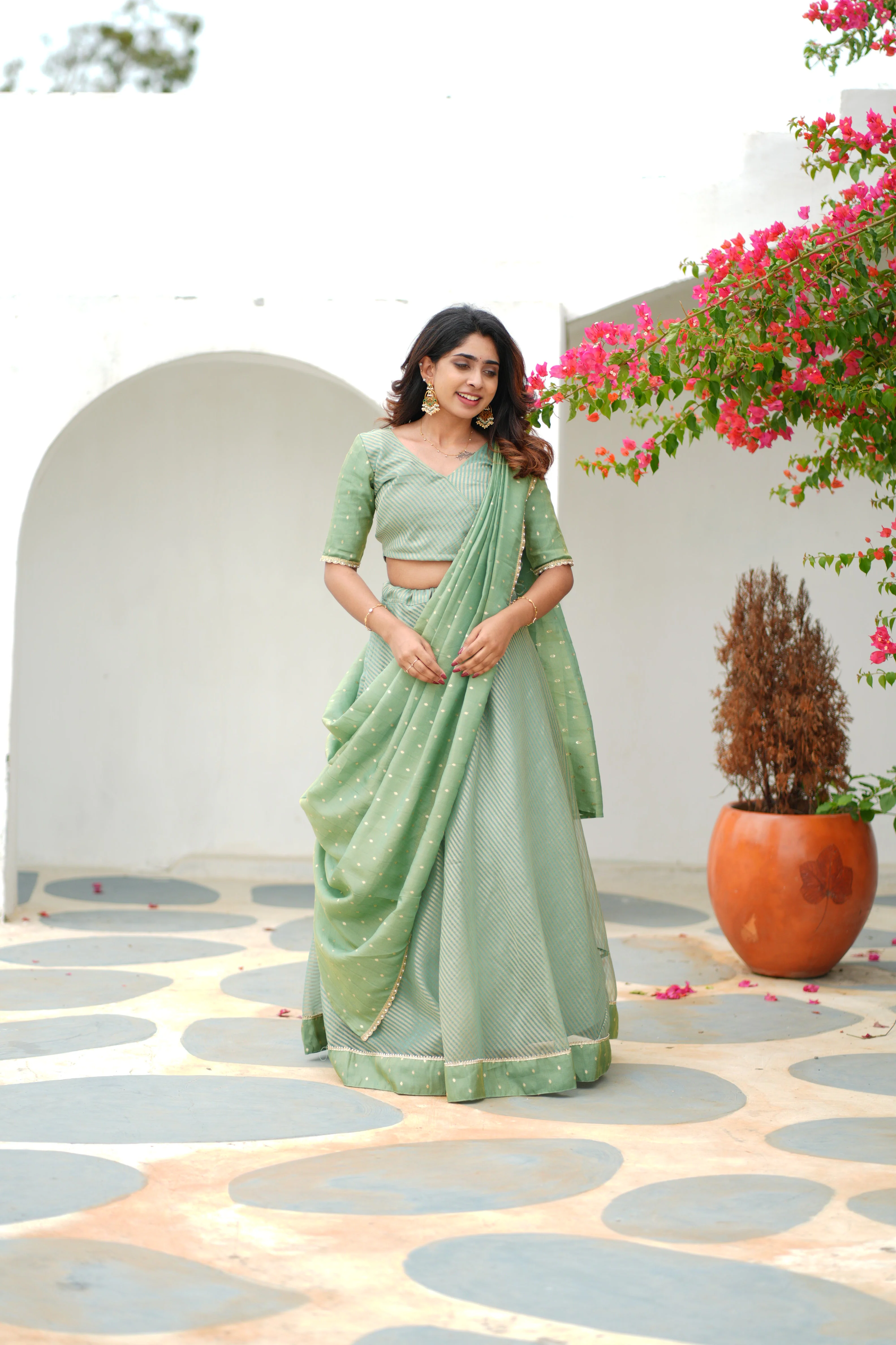 Anupama Mint Green Crop top & Skirt - Image 6