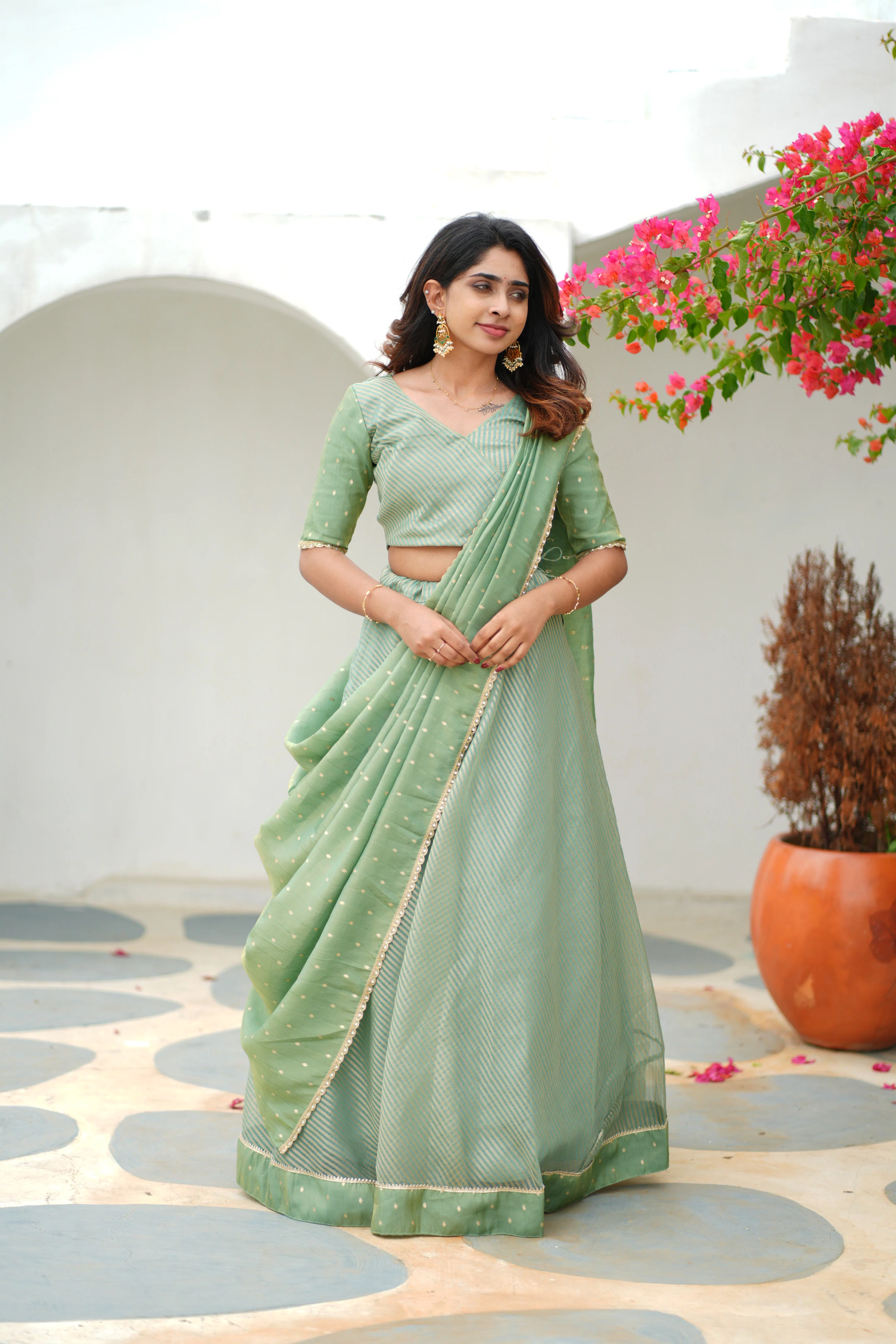 Anupama Mint Green Crop top & Skirt - Image 8