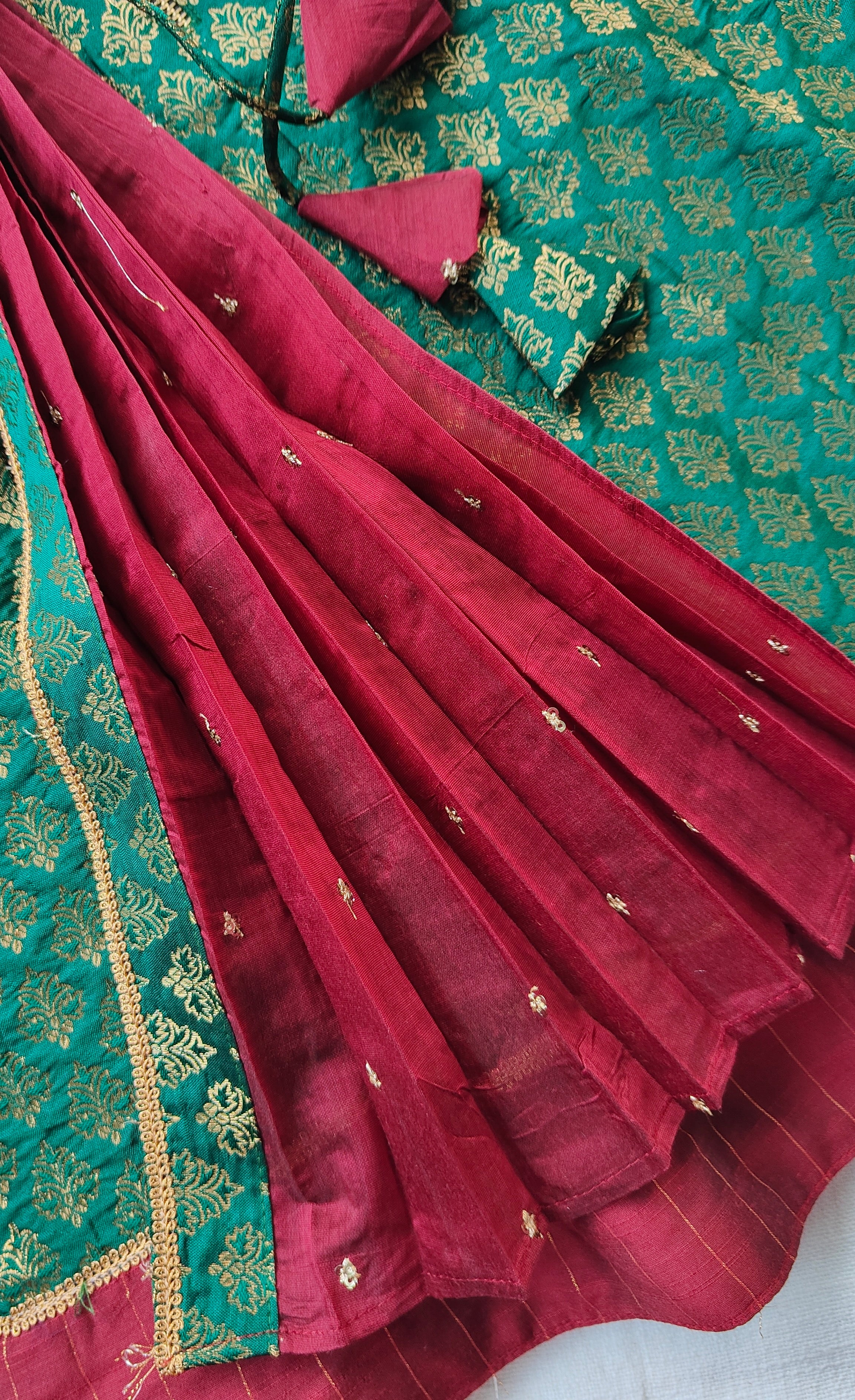 Athira Green & Maroon frock Mini - Image 6