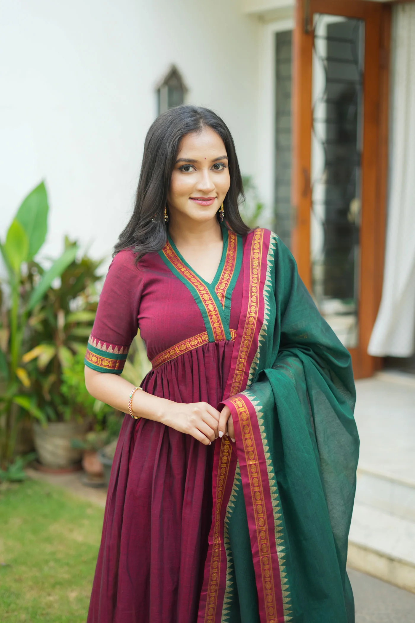 Avanti Maroon with Green Anarkali Kurta Set - Image 6