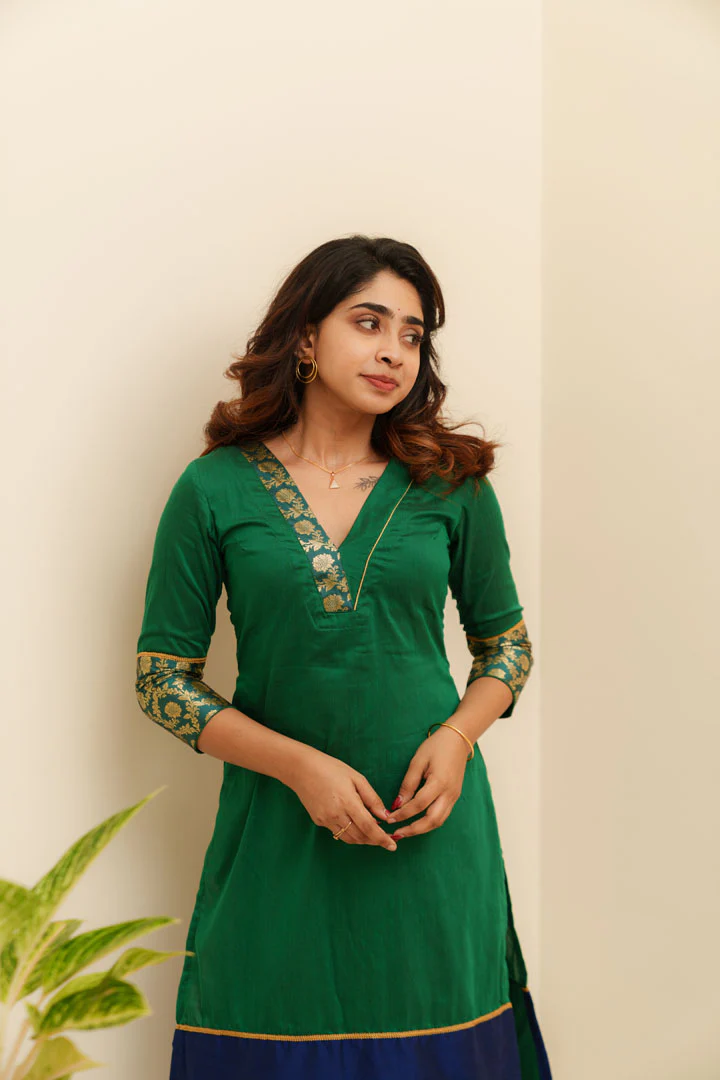 Bency Green & Blue Brocade Kurti Set - Image 5