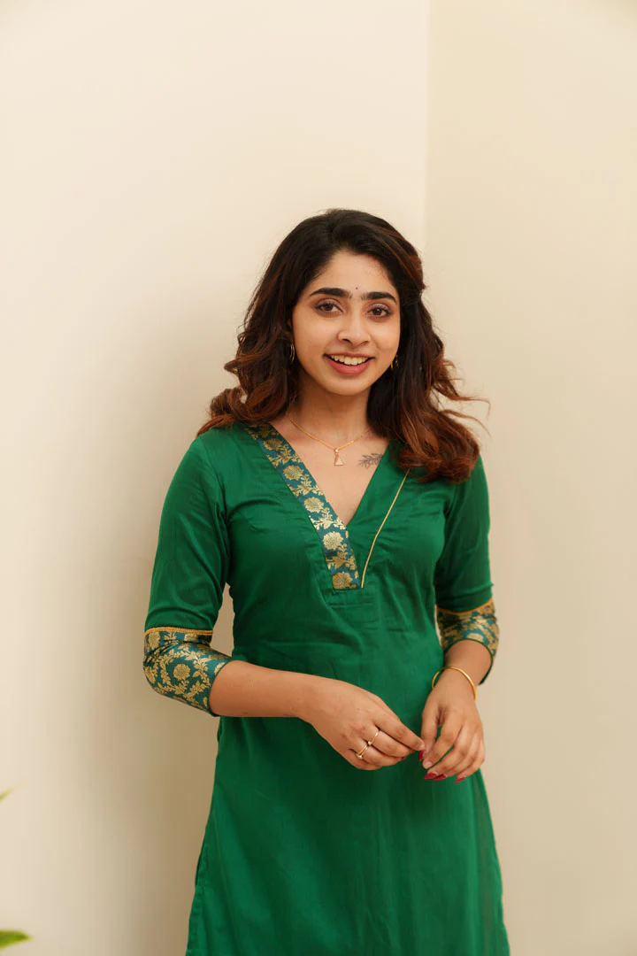 Bency Green & Blue Brocade Kurti Set - Image 6