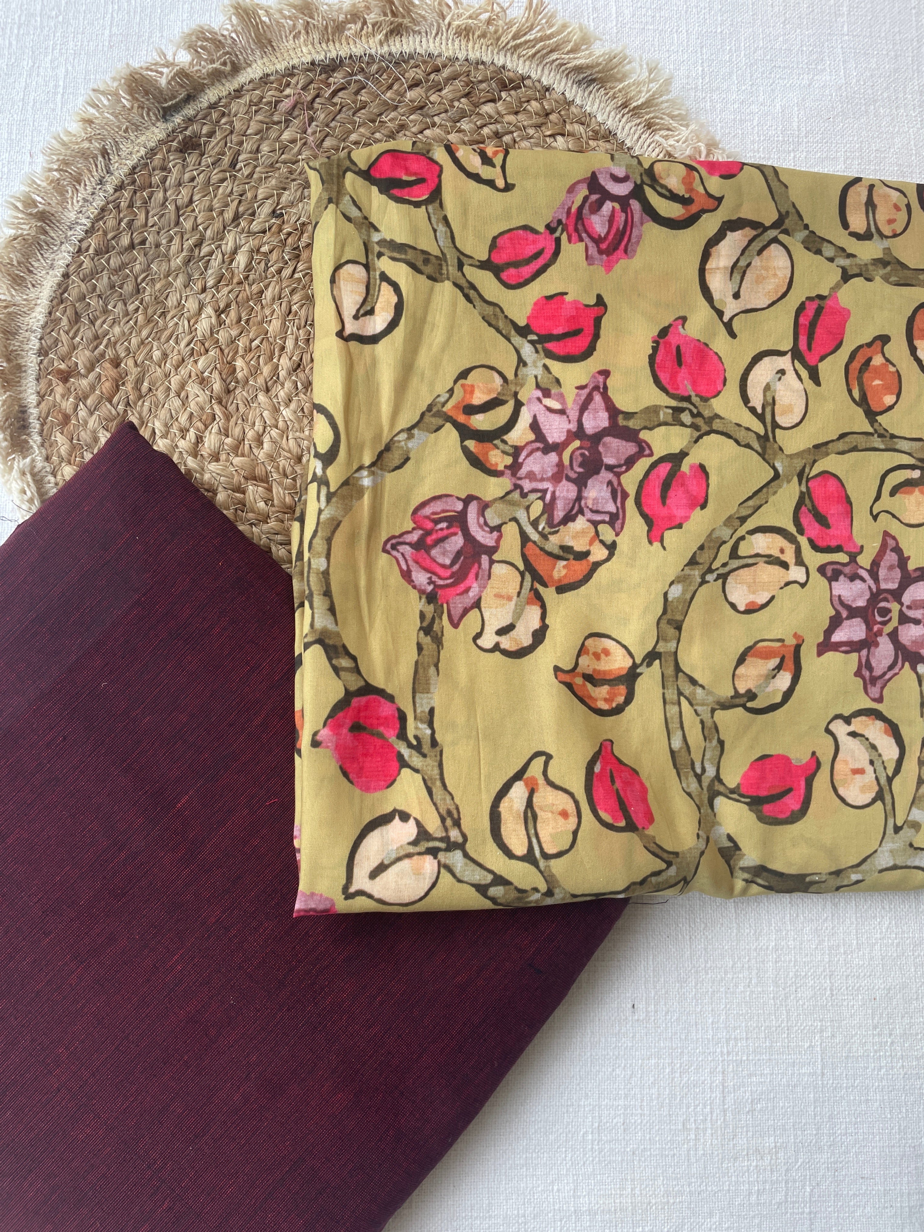 Berry – Handloom Cotton & Printed Muslin Suit Set
