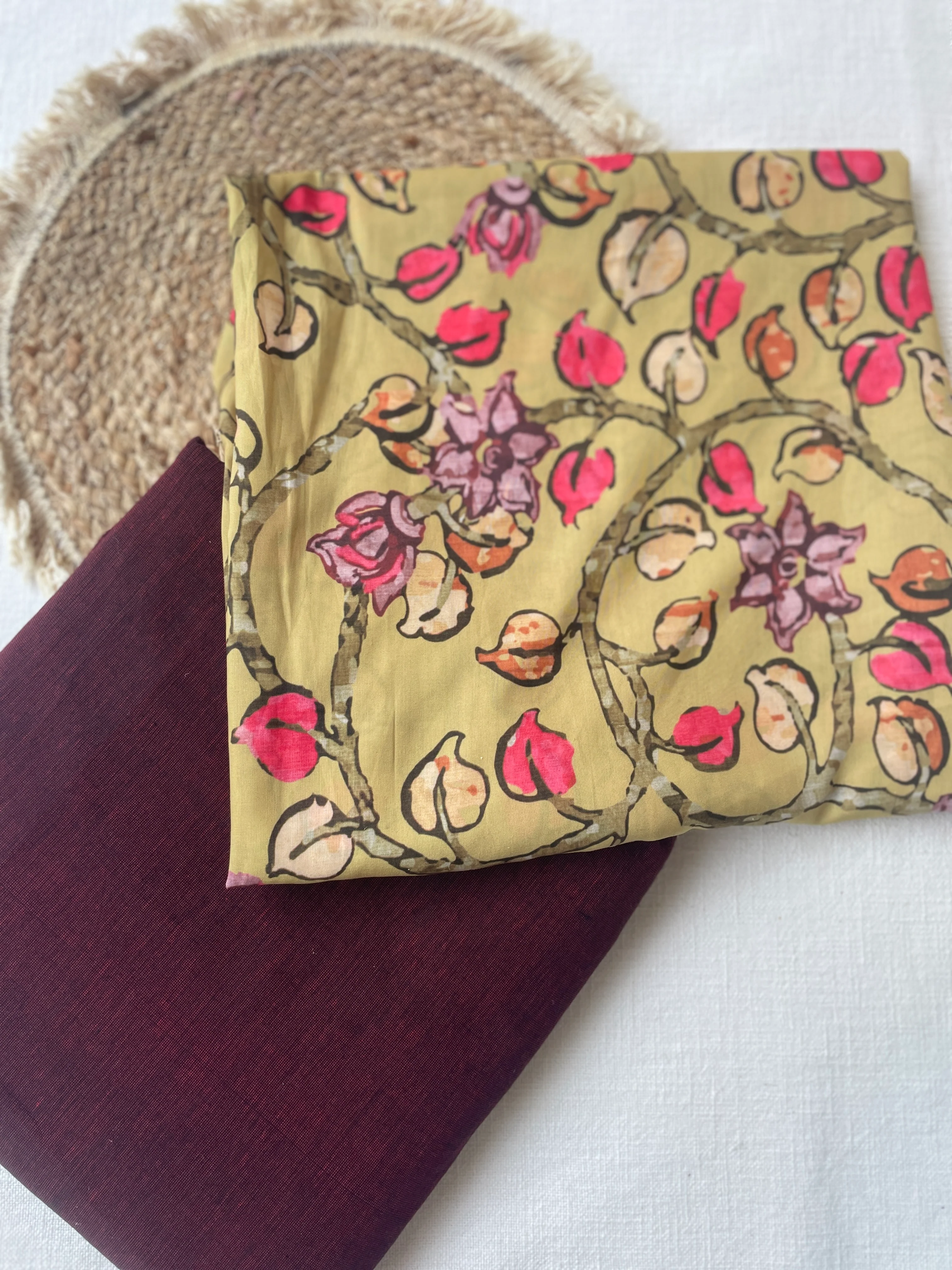 Berry – Handloom Cotton & Printed Muslin Suit Set - Image 2