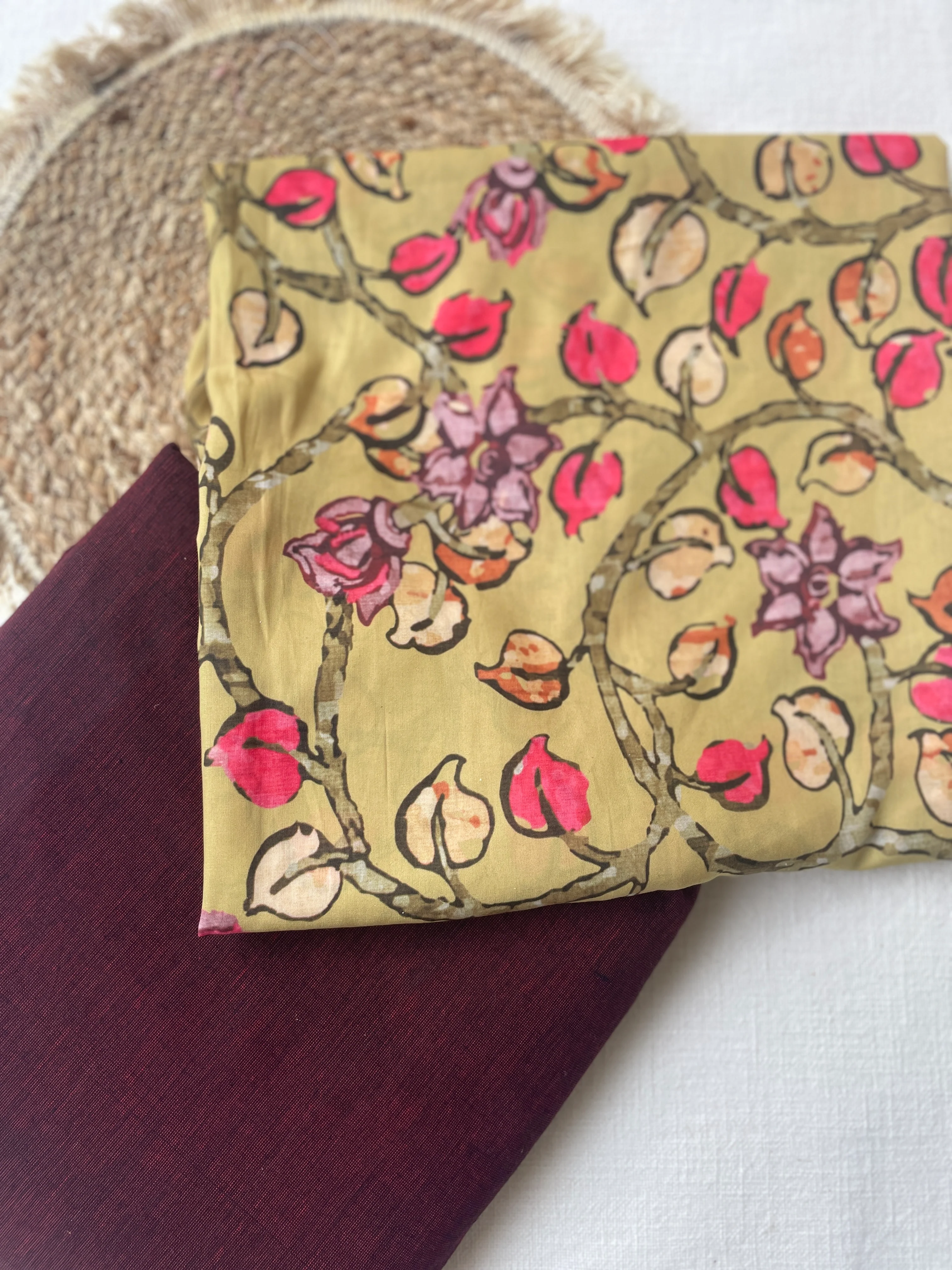 Berry – Handloom Cotton & Printed Muslin Suit Set - Image 4