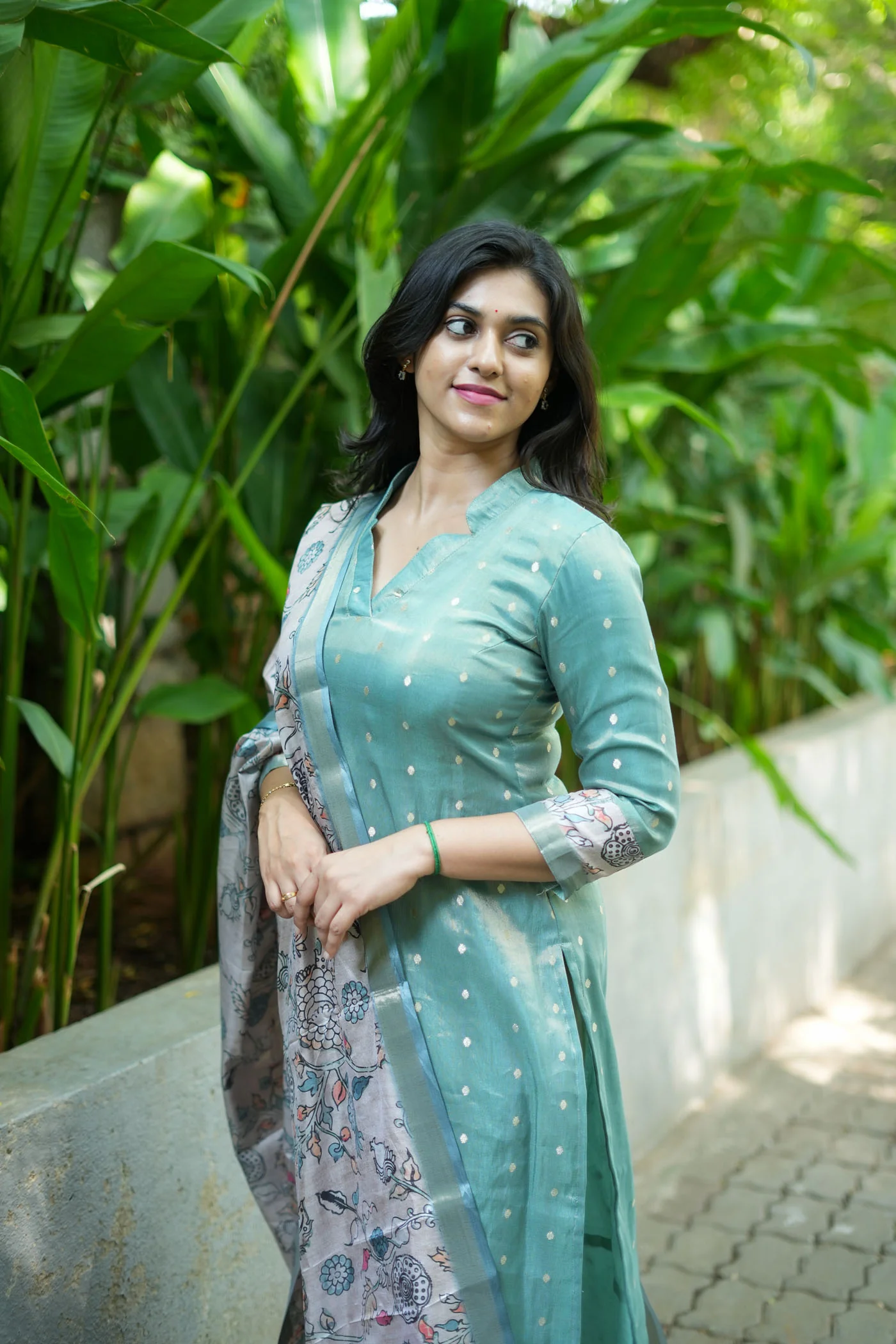 Charita Pastel Green Chanderi Kurta Set with Kalamkari Dupatta (set of 2) - Image 16