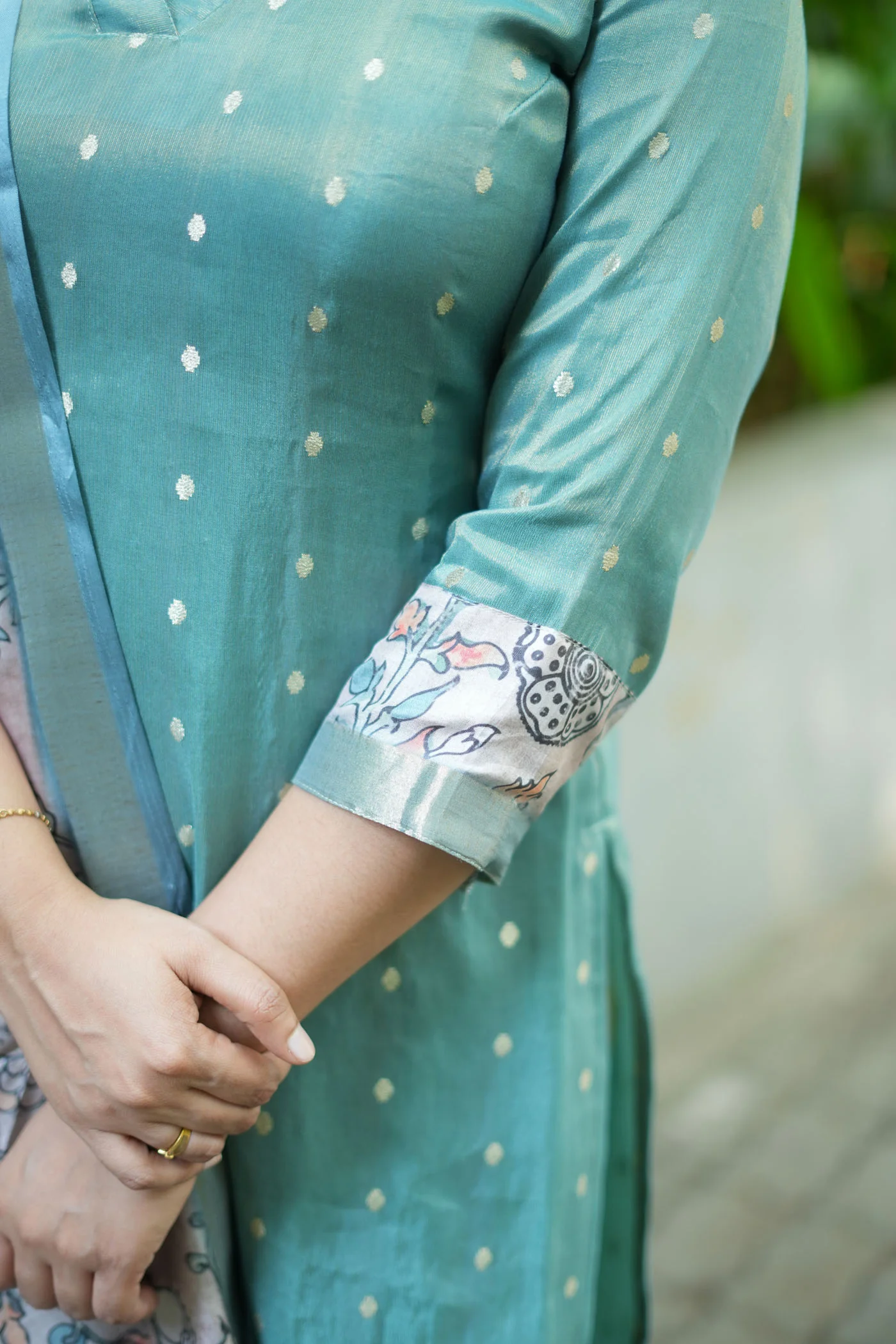 Charita Pastel Green Chanderi Kurta Set with Kalamkari Dupatta (set of 2) - Image 7