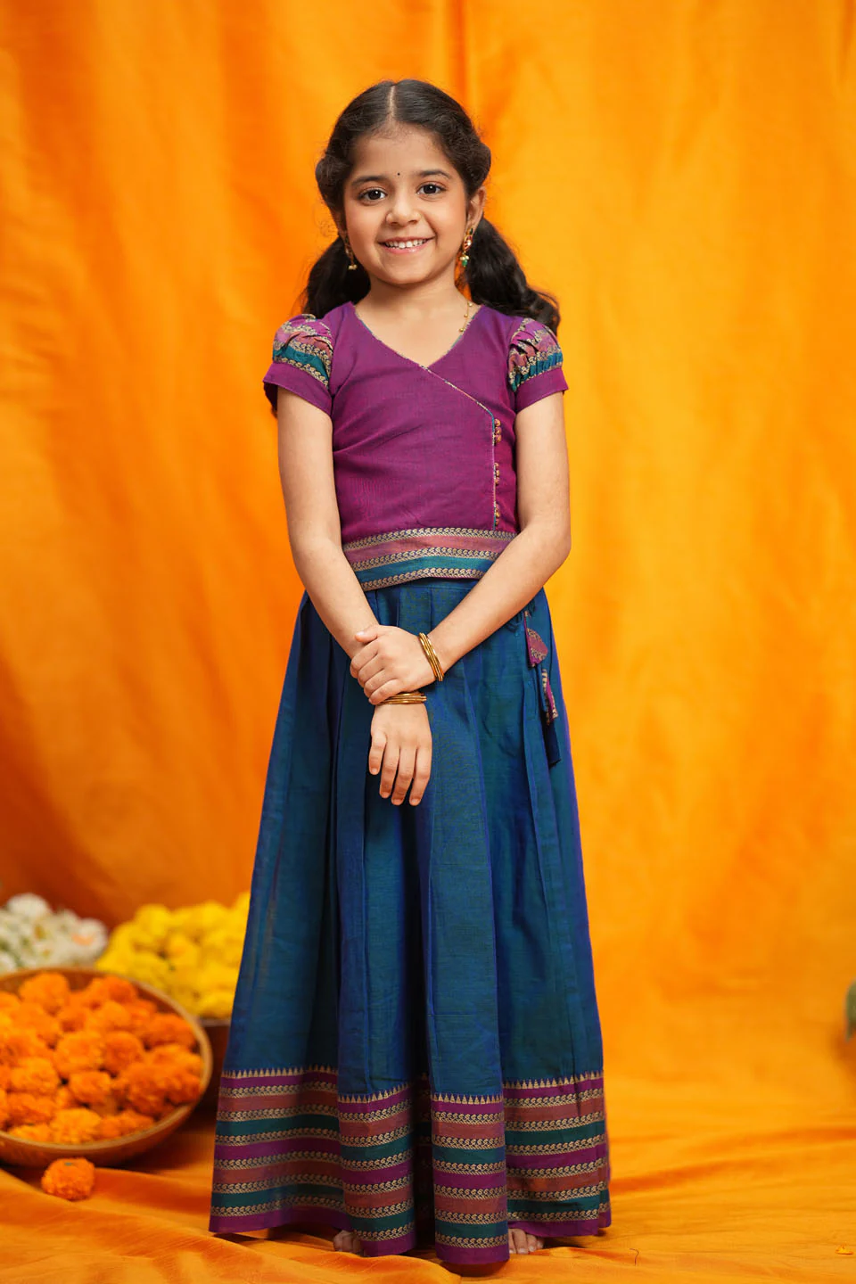 Vanika Magenta with Teal Handloom Kids Mini - Image 5