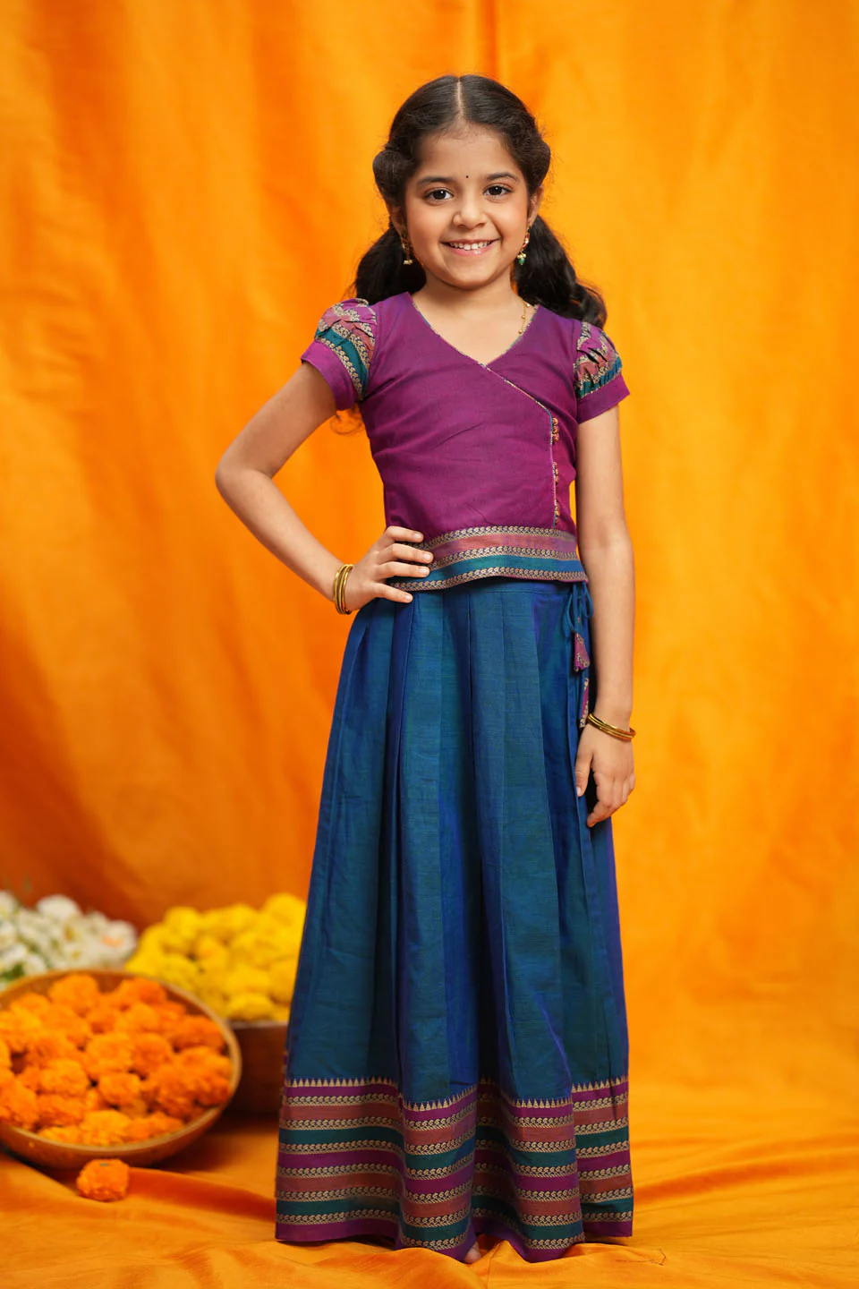 Vanika Magenta with Teal Handloom Kids Mini - Image 6