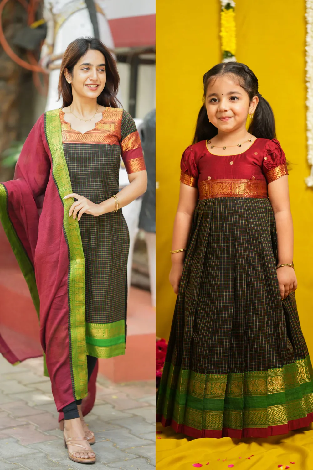 Daksha Black Checks Mom & Me