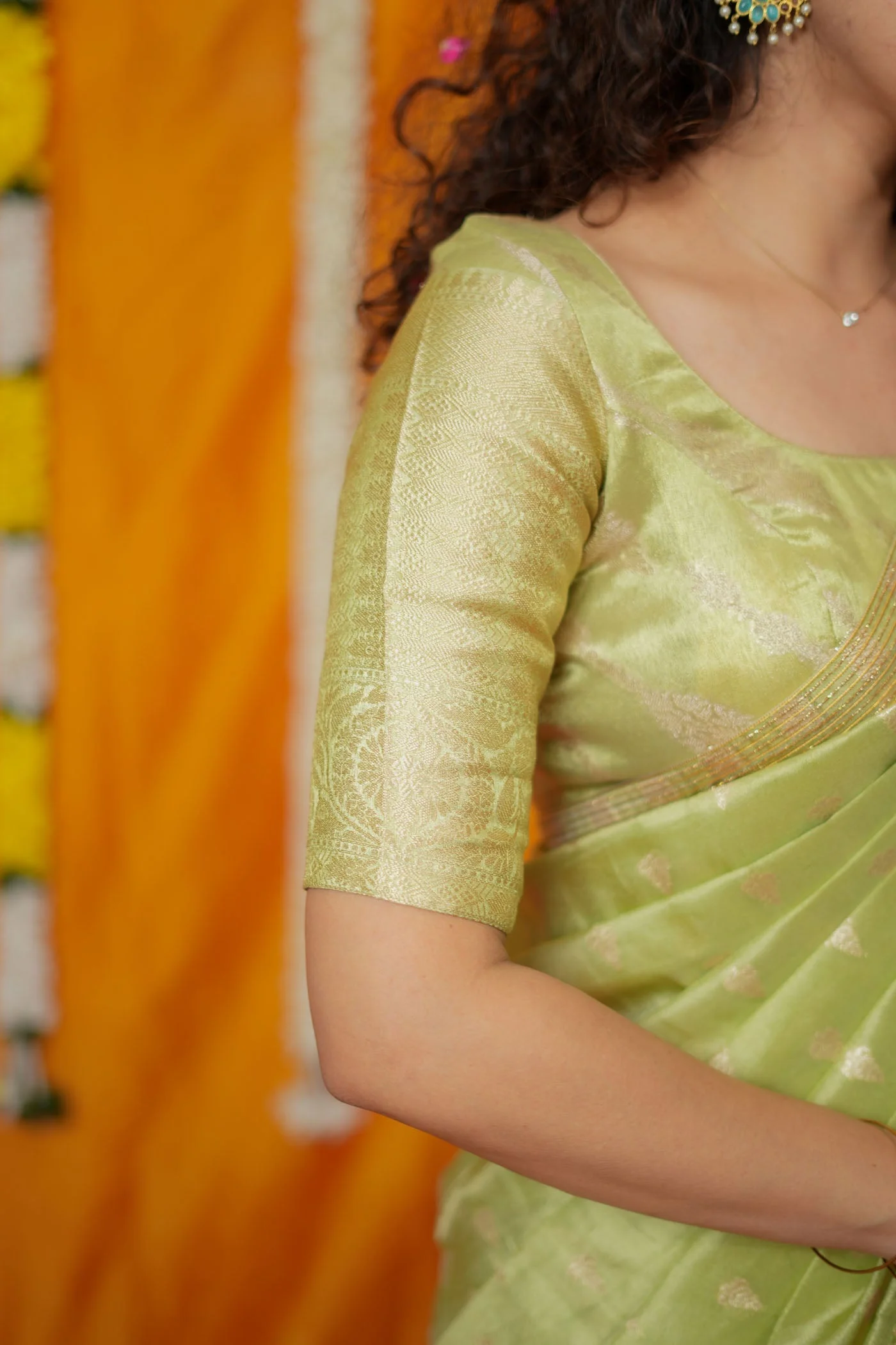 Aalaya Green Banarasi Half Saree Set - Image 16