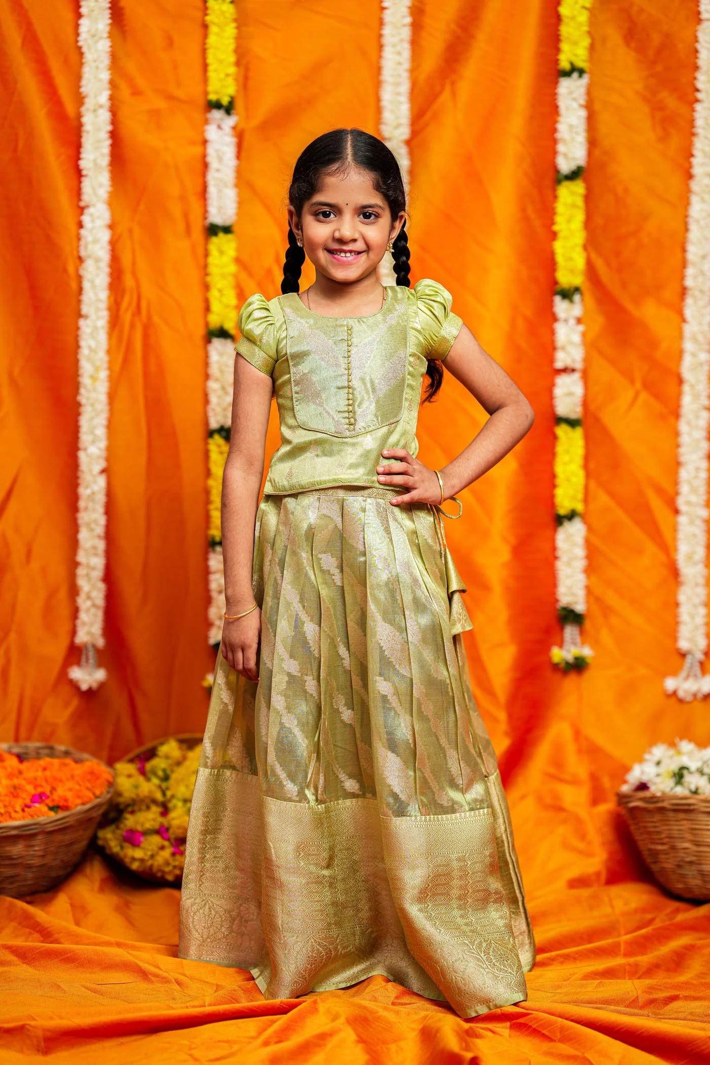 Aalaya Green organza lehenga mini - Image 2