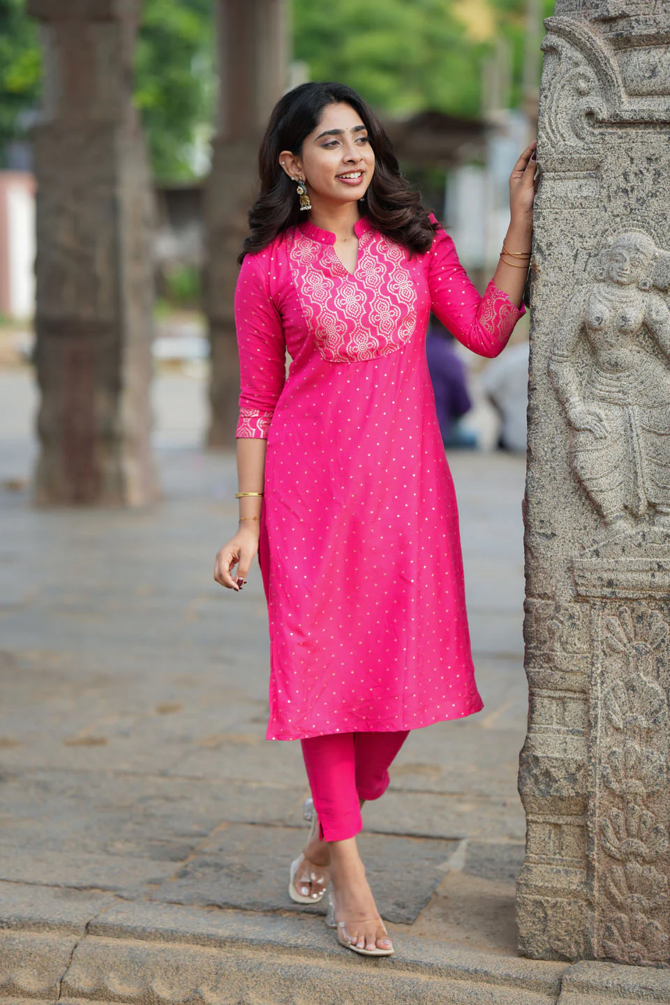 Pravya Pink Kurti Set (Set of 2) - Image 3