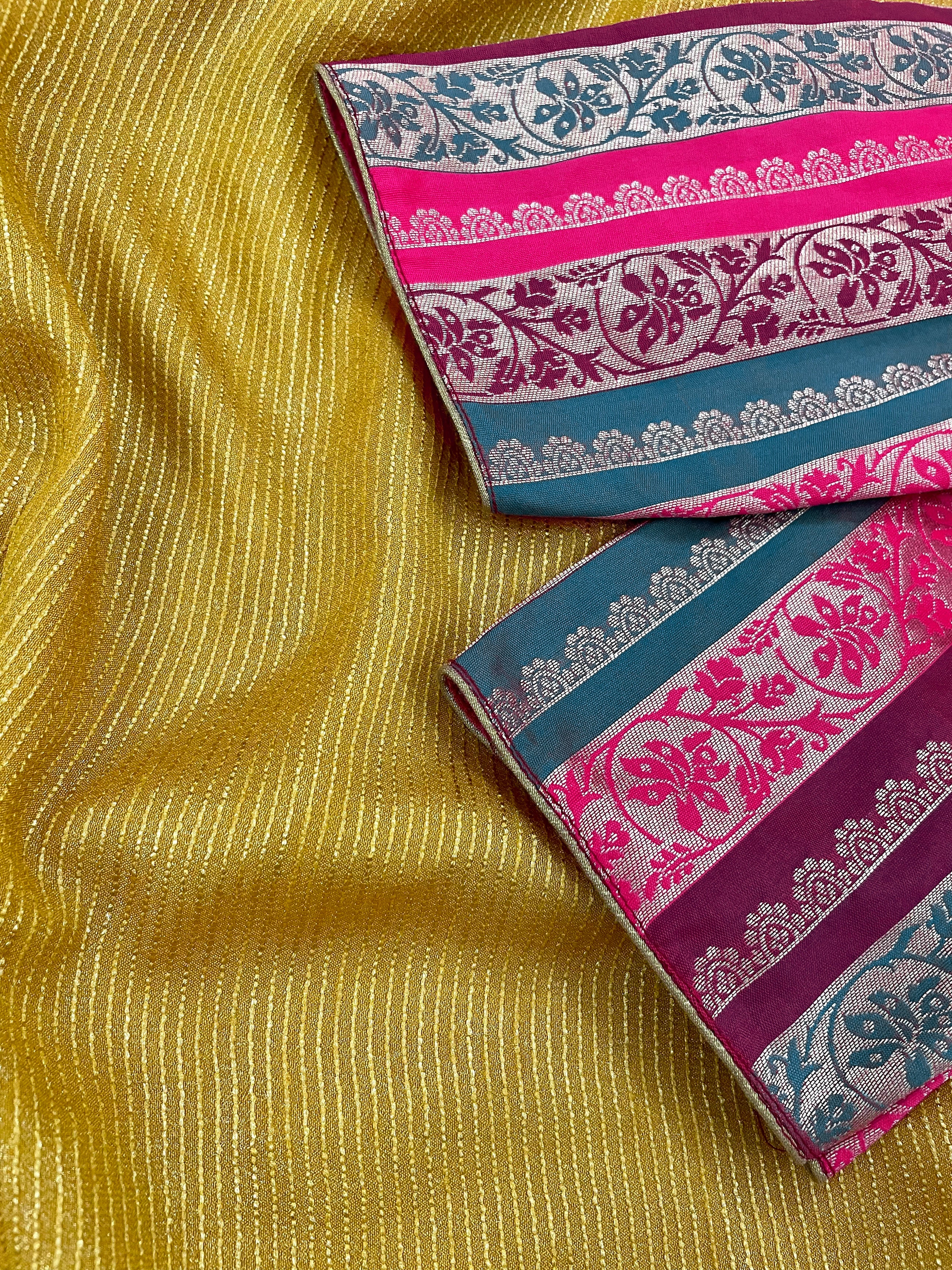 Dharshini Rani Pink Multicolour Banarasi Brocade blouse - Image 6
